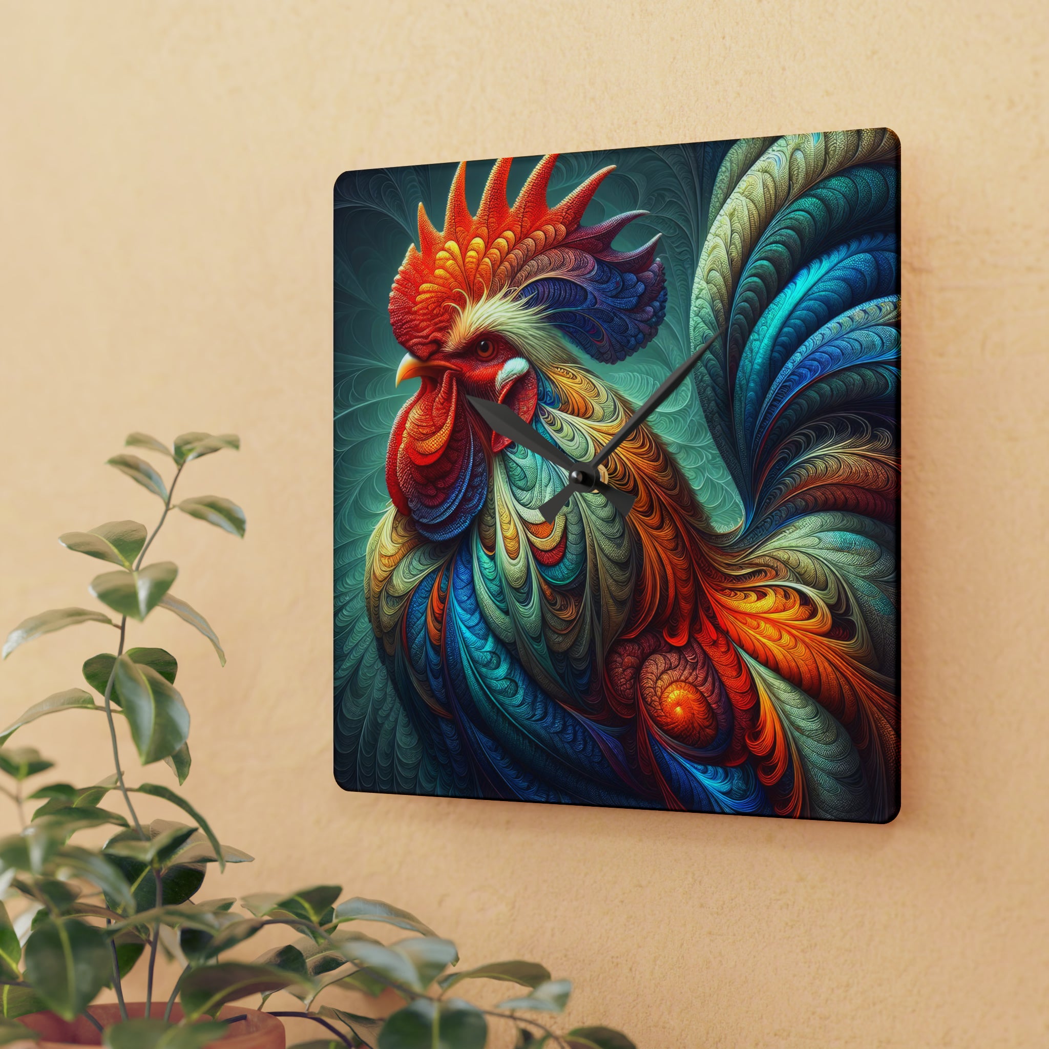 El reloj de pared acrílico Regal Acanthus Rooster