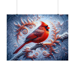 The Cardinal's Fractal Winter Poster