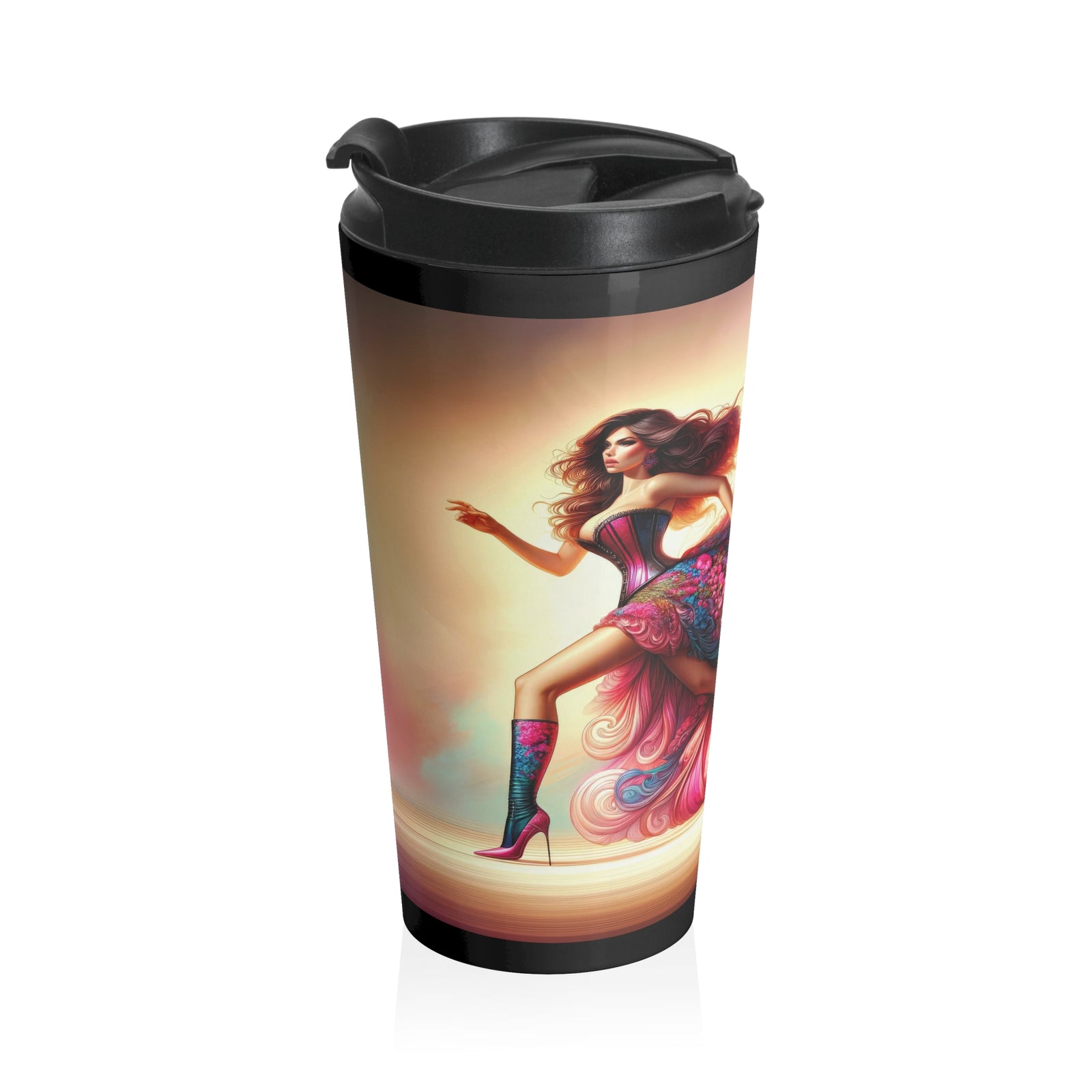 Elegancia floral en movimiento Taza de viaje