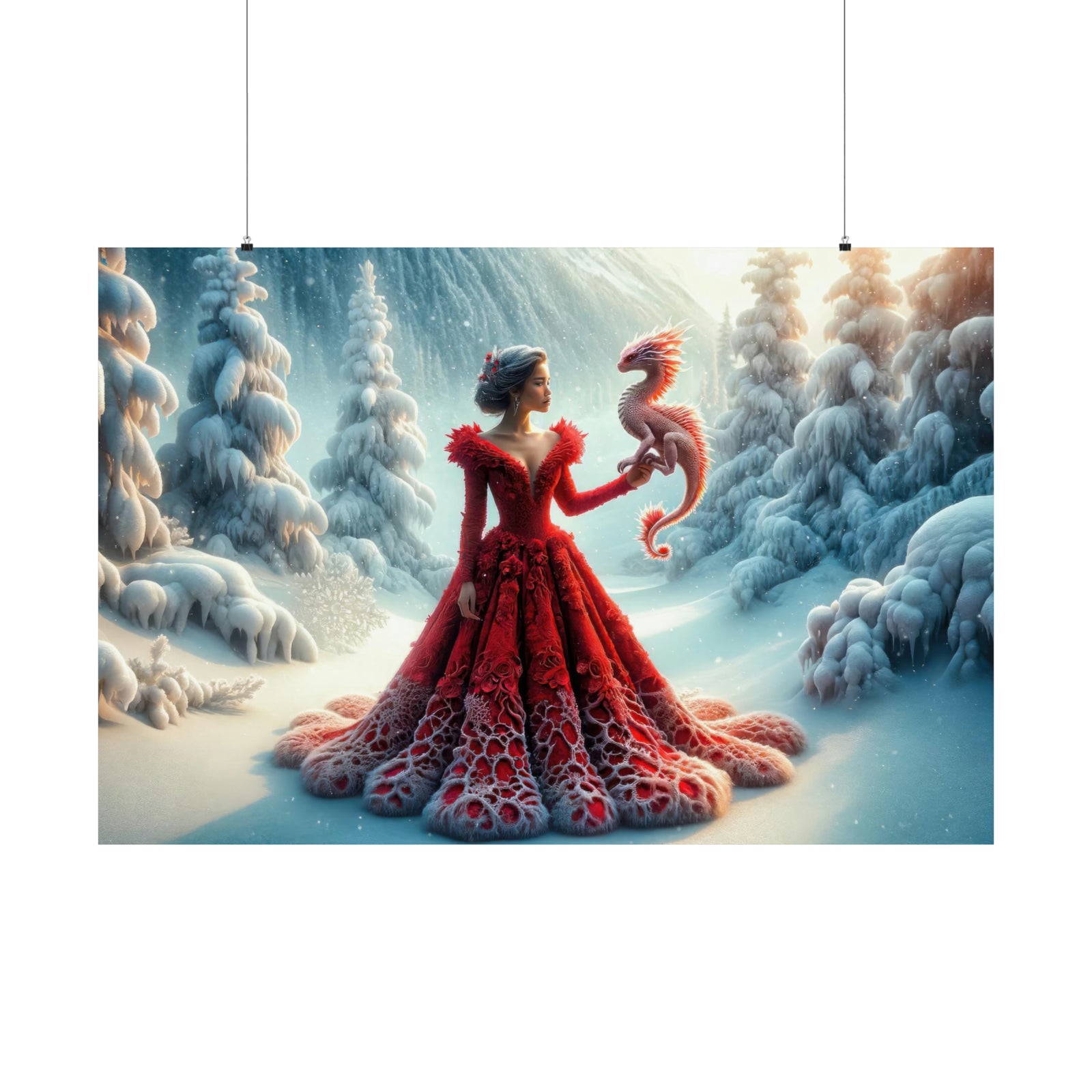 Crimson Elegance Amidst Winter's Whisper Poster