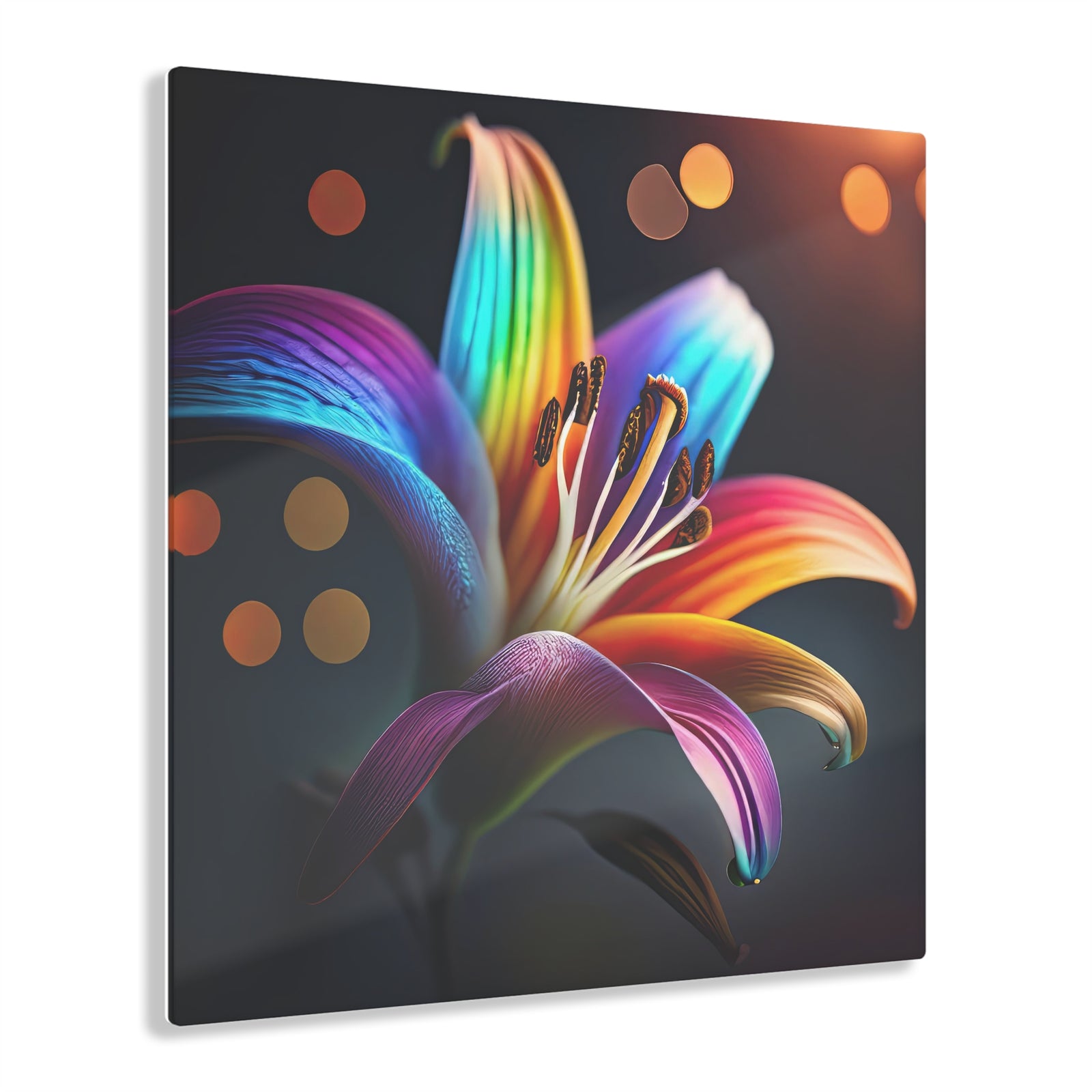 Rainbow Lily Unfolds Acrylic Print