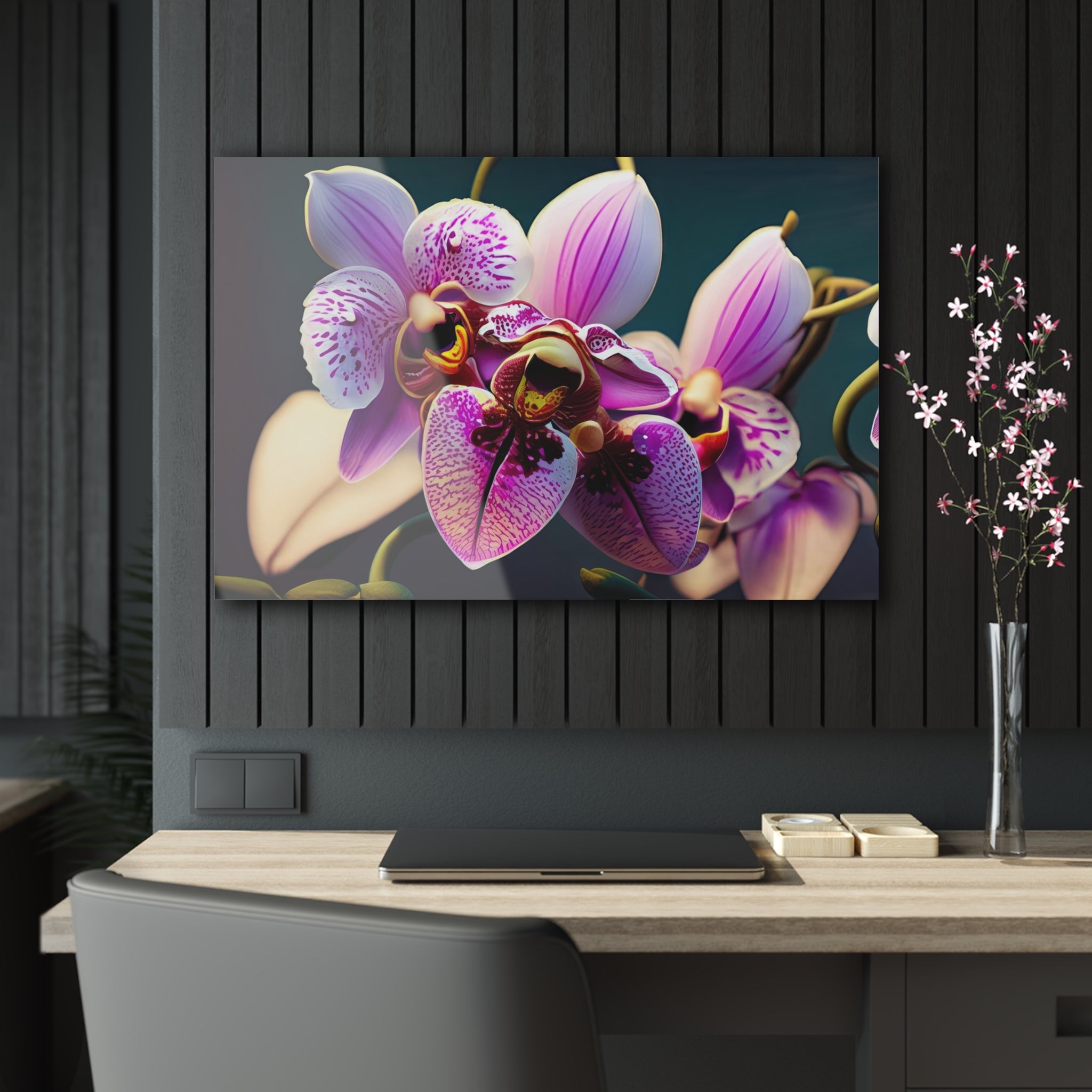 Impression Sur Acrylique Sur Acrylique Rangée D'Orchidées Pourpres