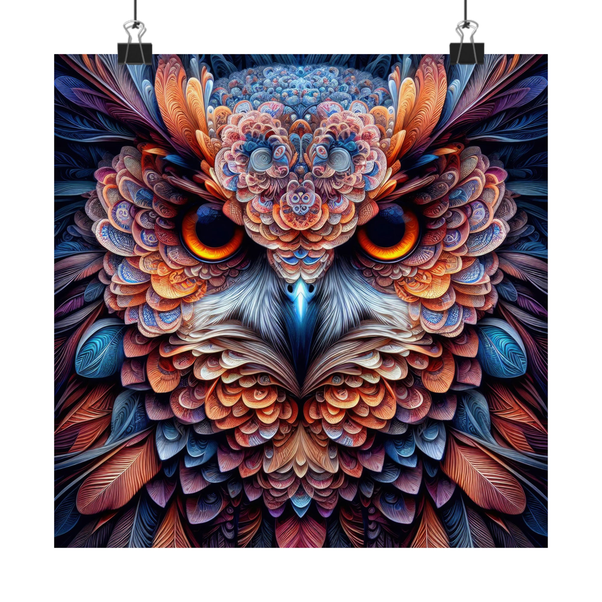 Le regard fractal du hibou mystique Poster