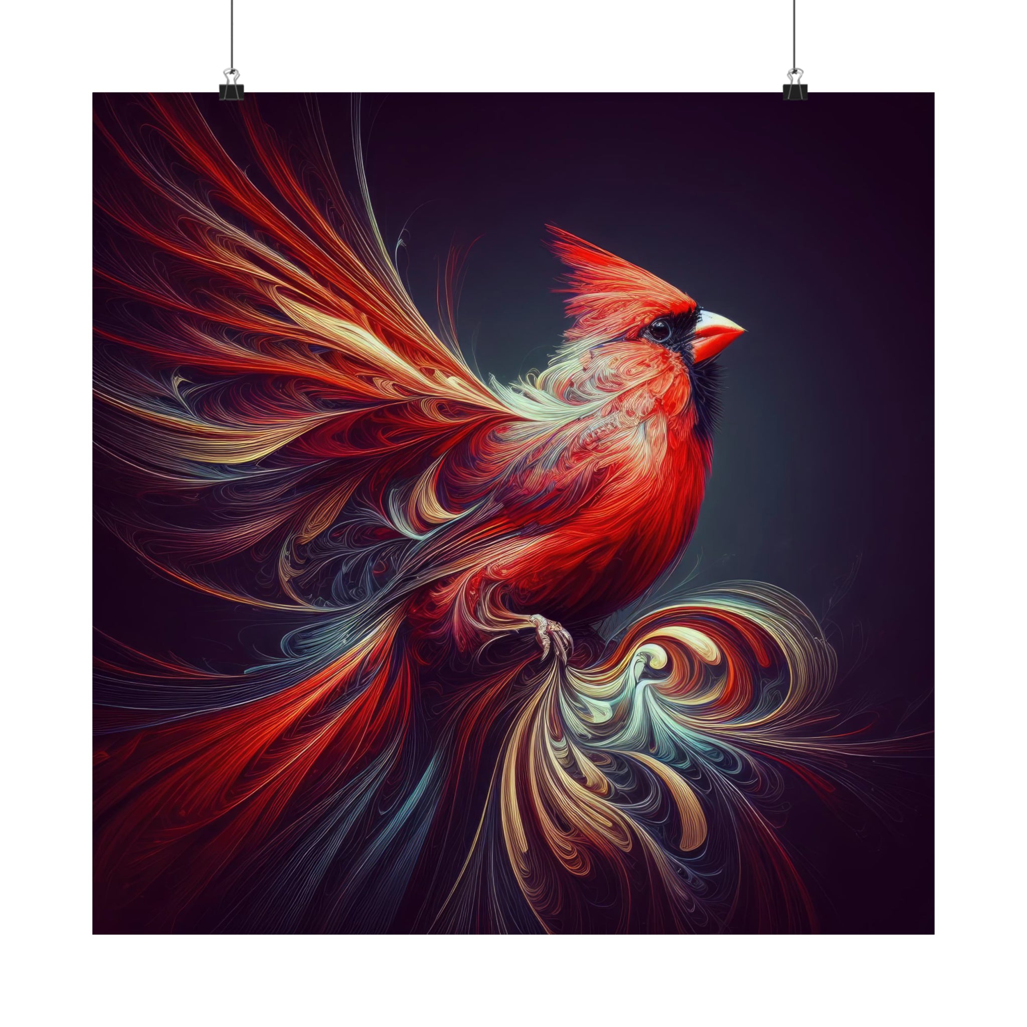 Sinfonía fractal del cardenal rojo Póster