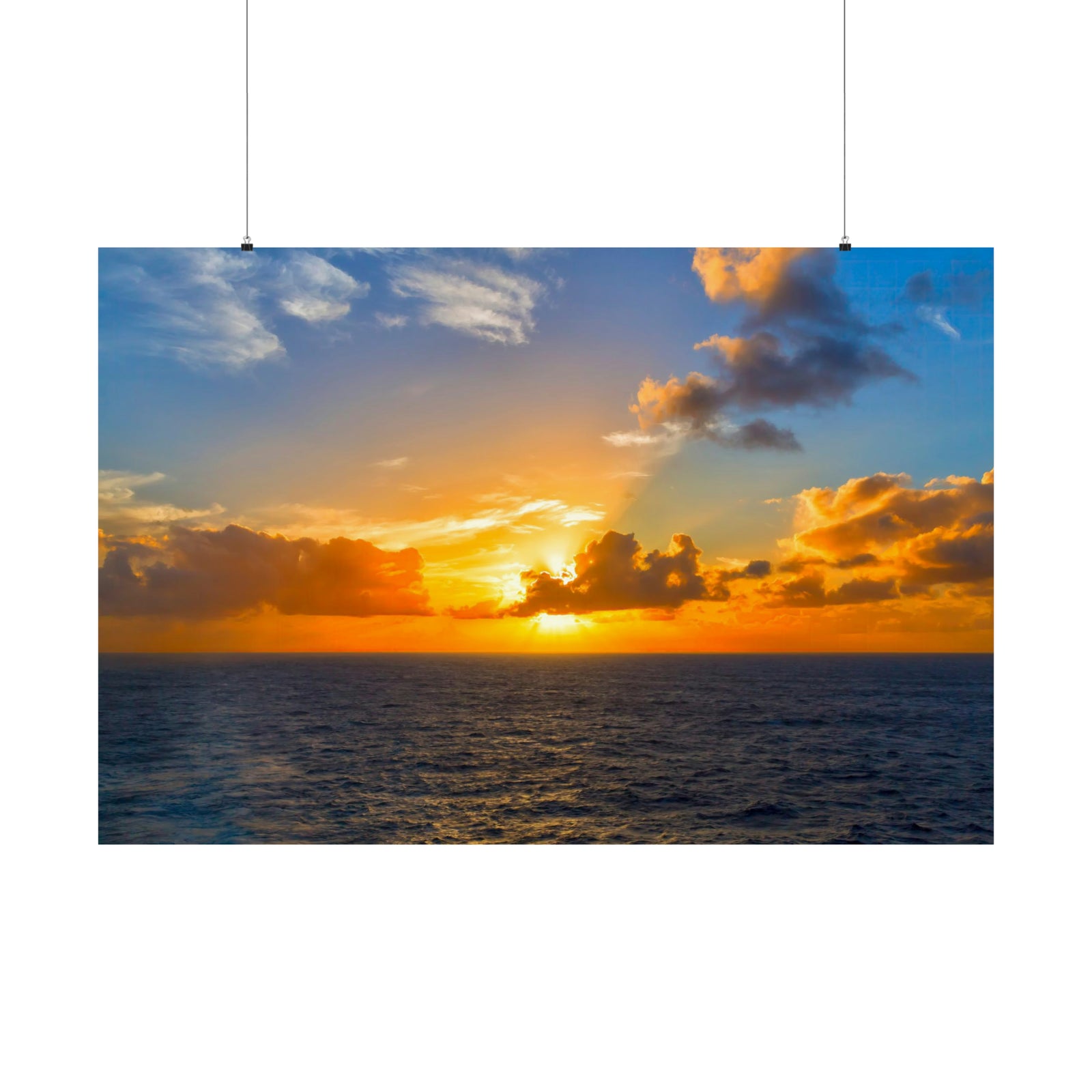 Golden Sunset At Sea Poster