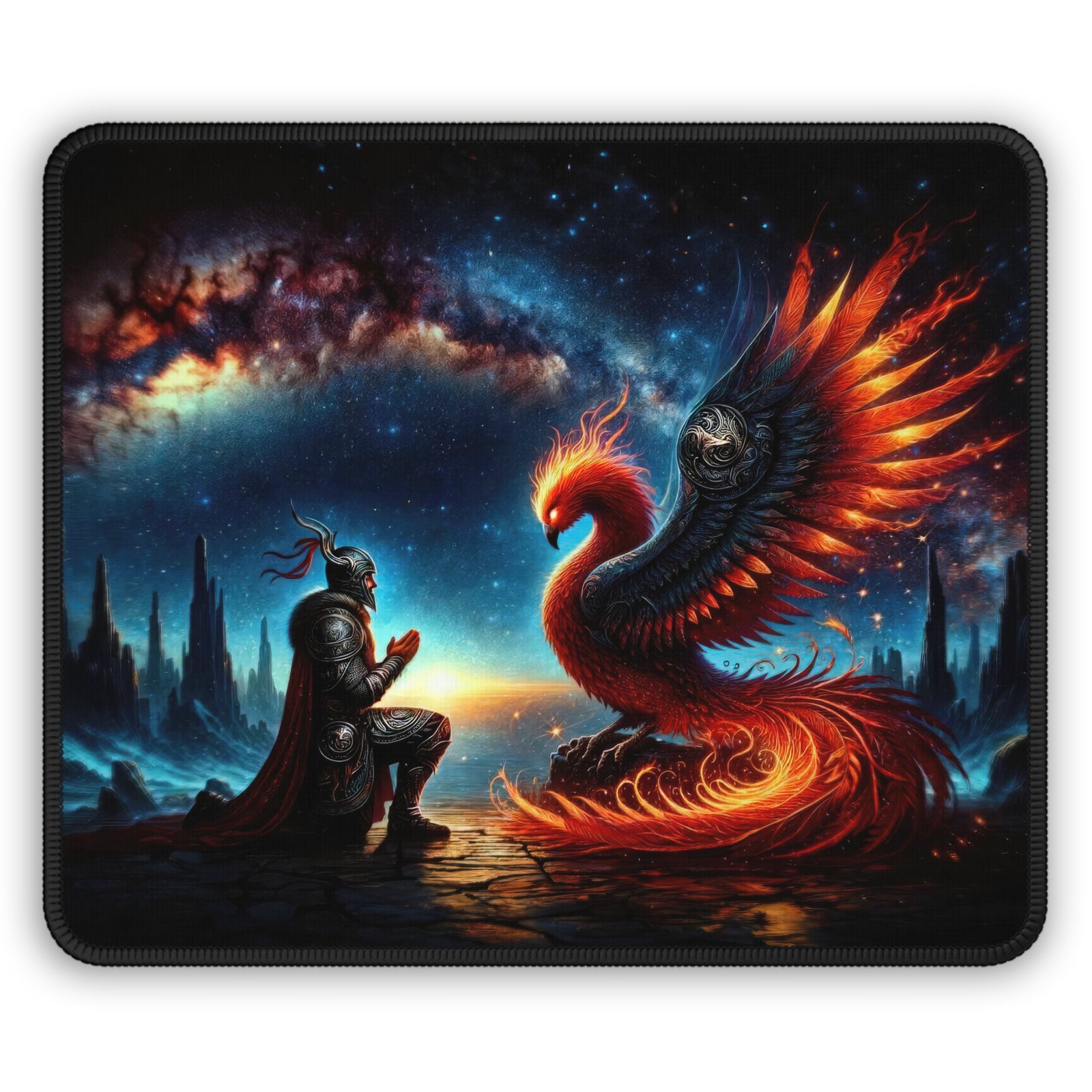 Galactic Oath of the Phoenix Knight Gaming Mouse Pad