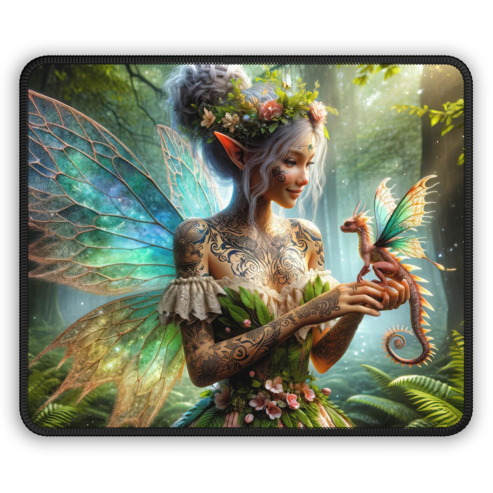 The Faerie and Her Dragonette Mouse Pad