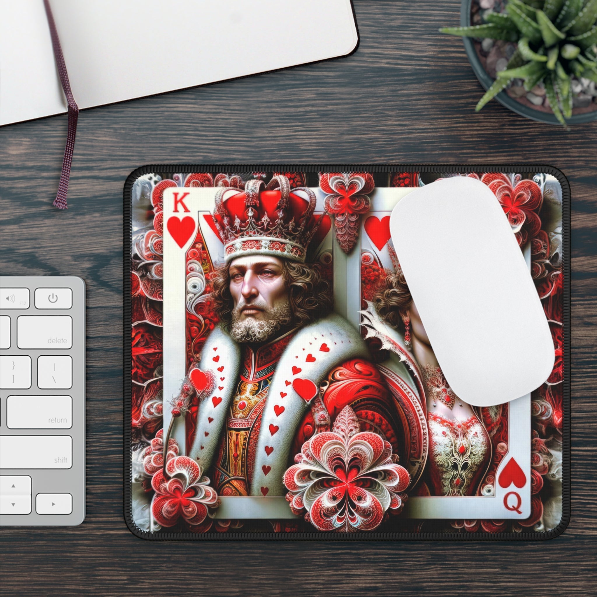 The King and Queen of Hearts' Embrace Gaming Mouse Pad