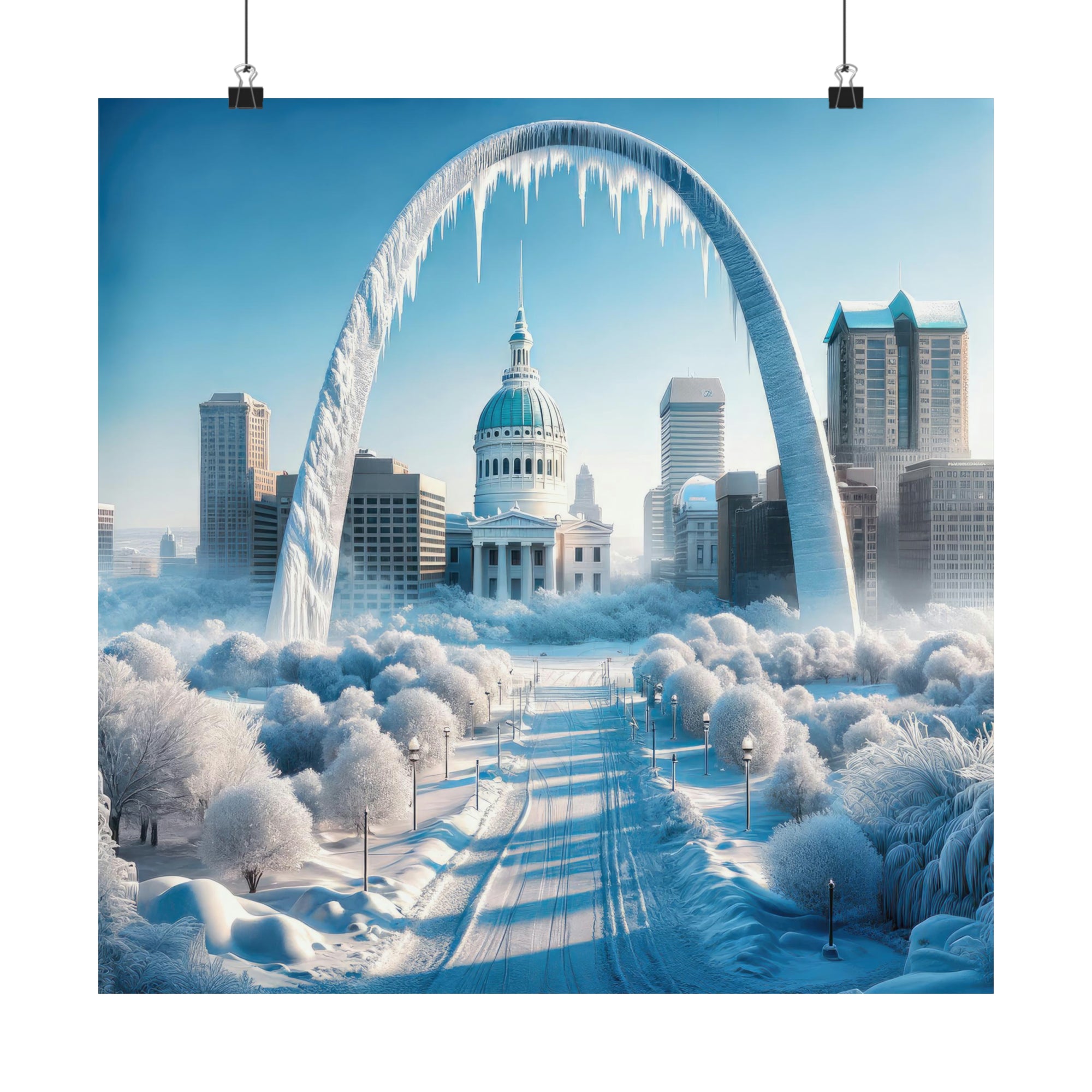 La touche hivernale sur la Gateway Arch Poster