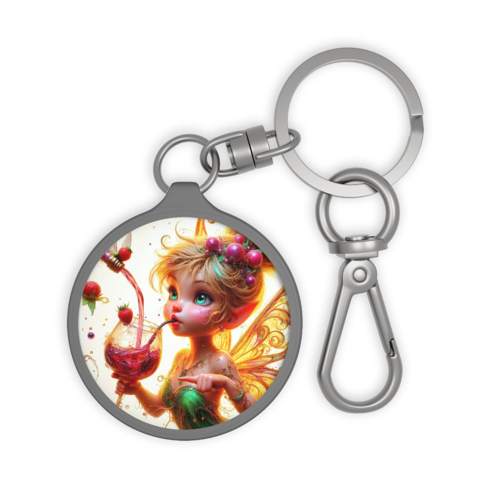 Whimsy in a Wine Glass Keyring Tag