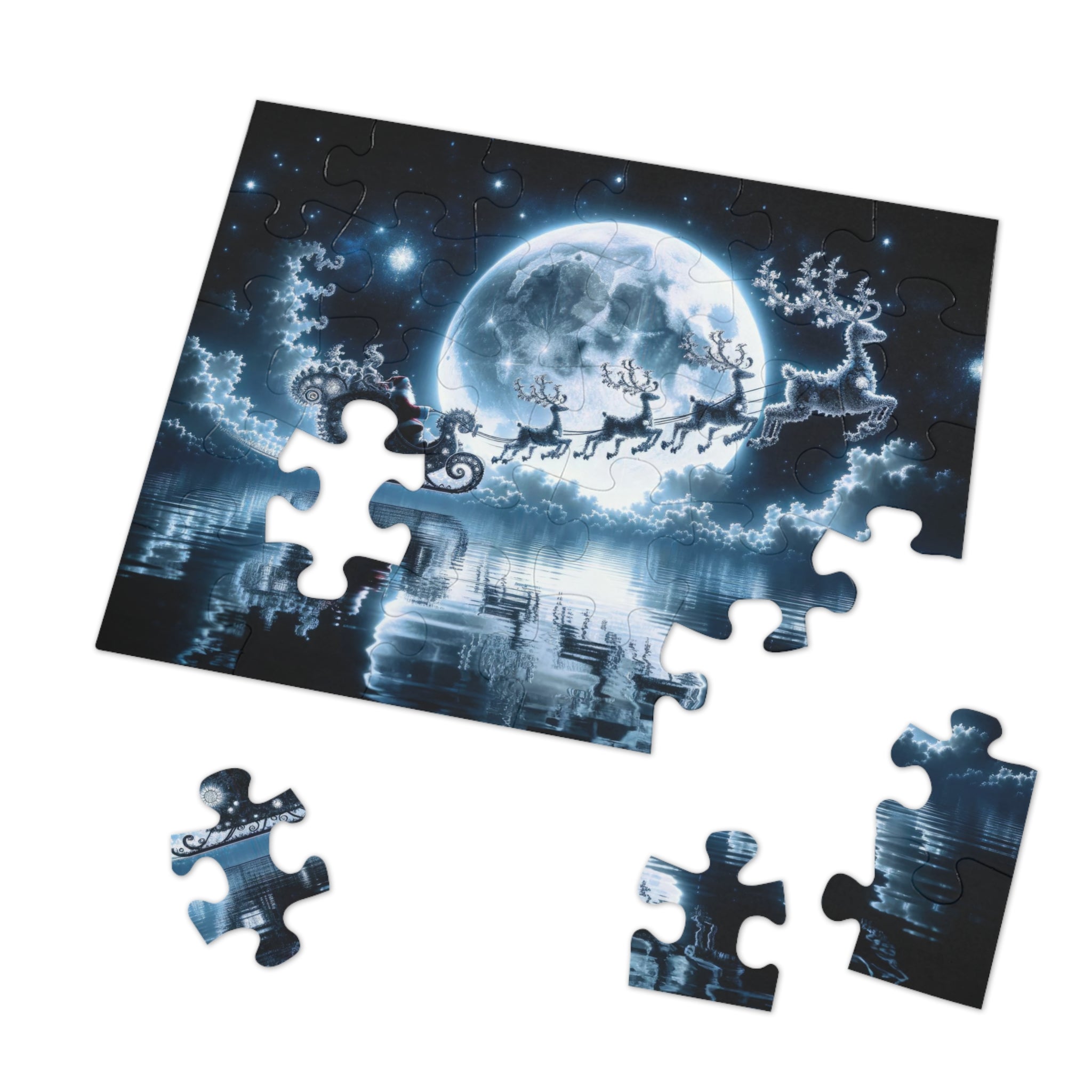Puzzle El viaje de Papá Noel sobre el Mar Espejo