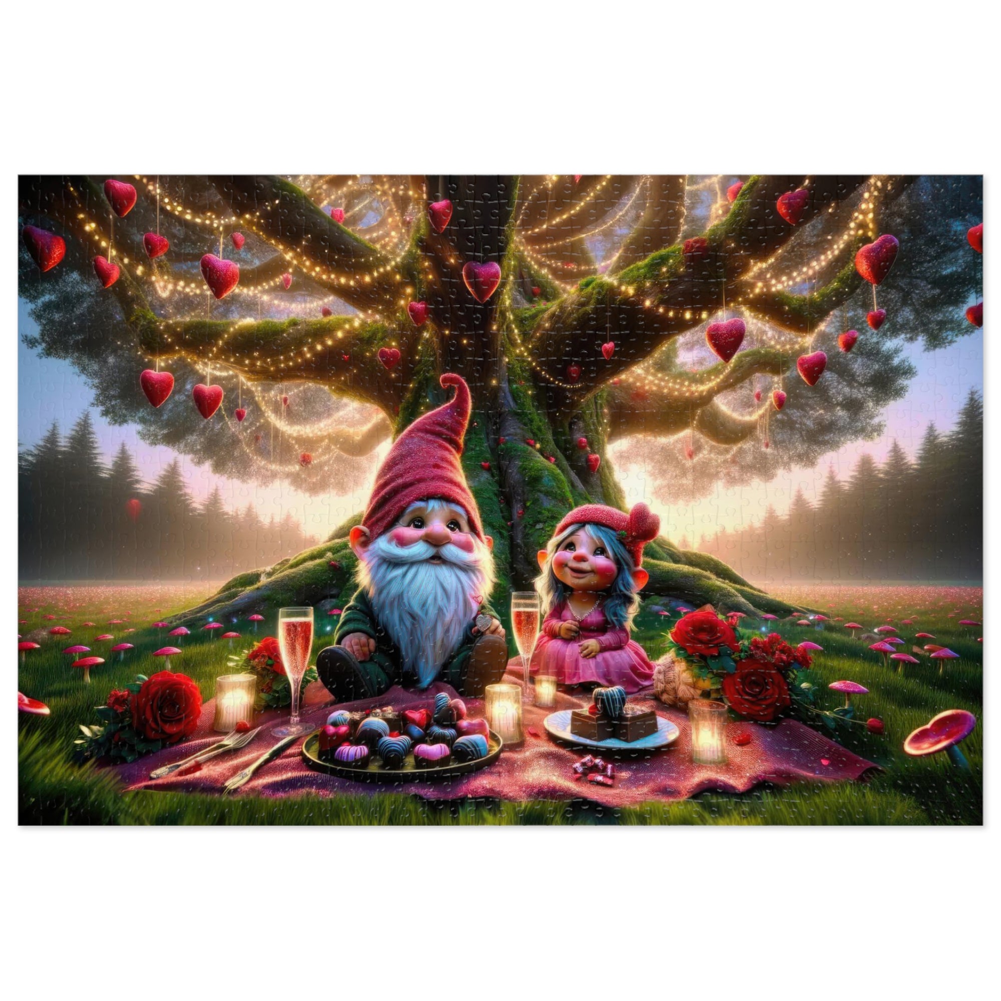 Enchanted Valentine's Eve in the Whimsical Woodlands Jigsaw Puzzle