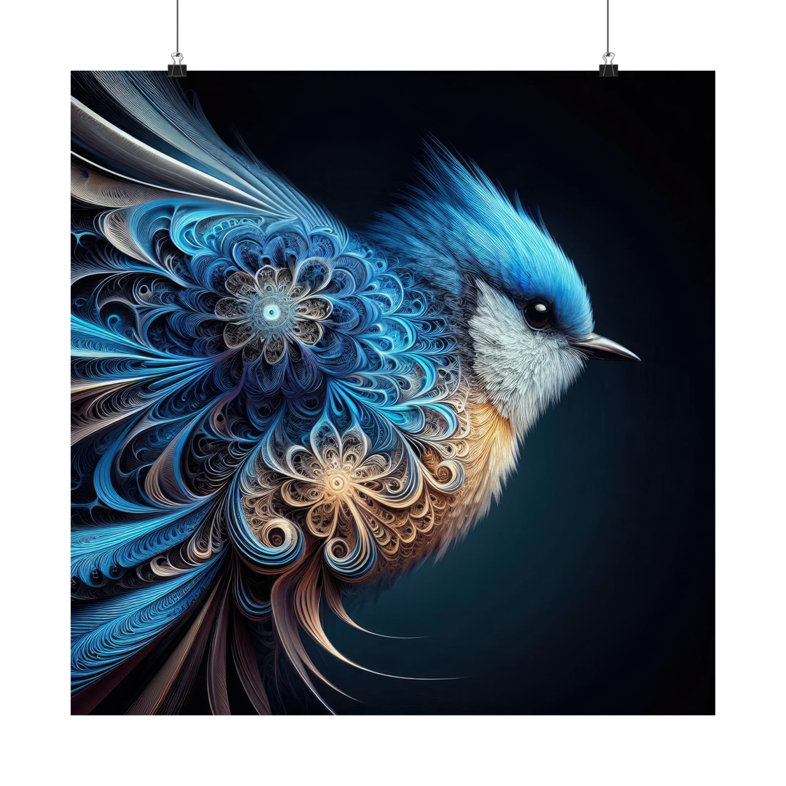 L'oiseau bleu hypnotique Poster