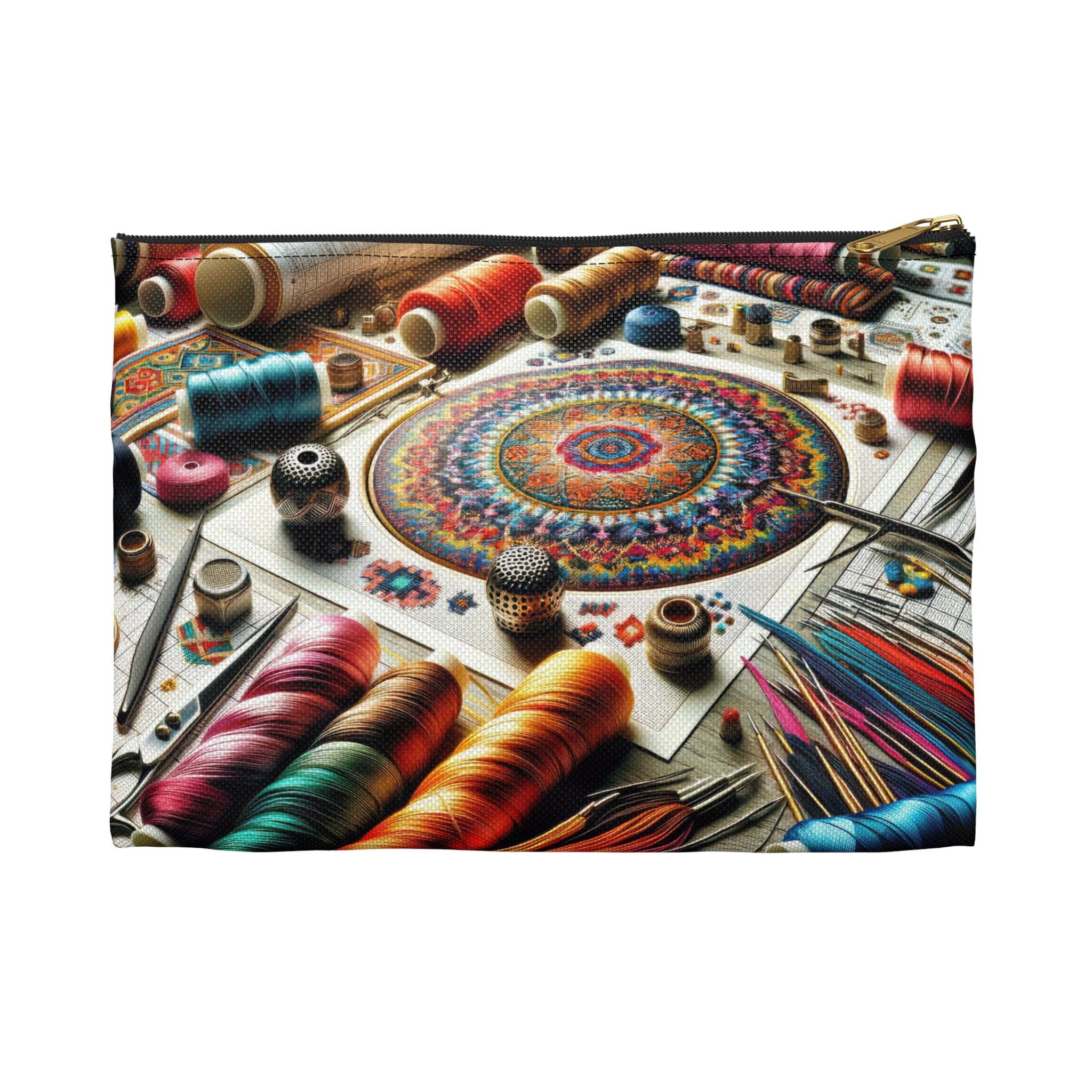 Bolsa de accesorios para el espacio de trabajo con costura de mandala
