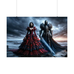 Twilight Waltz in Red and Obsidian Poster