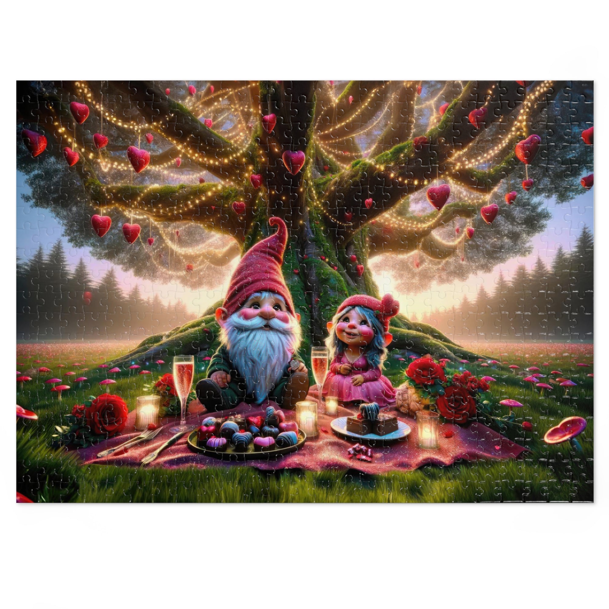 Enchanted Valentine's Eve in the Whimsical Woodlands Jigsaw Puzzle