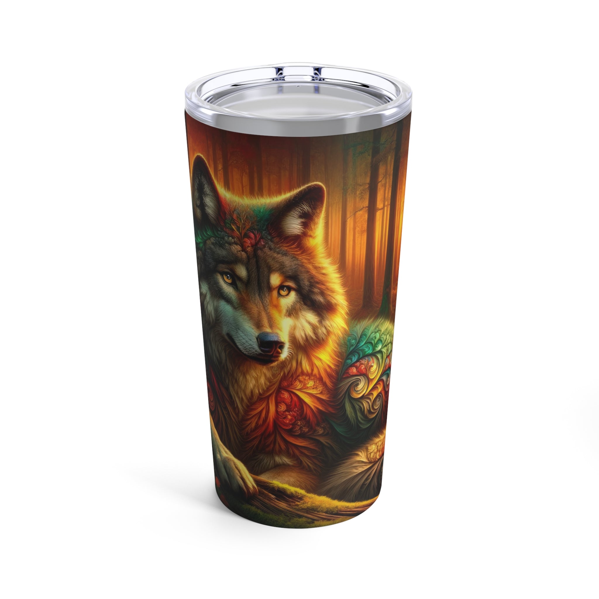 El lobo en medio del abrazo del otoño Vaso 20oz