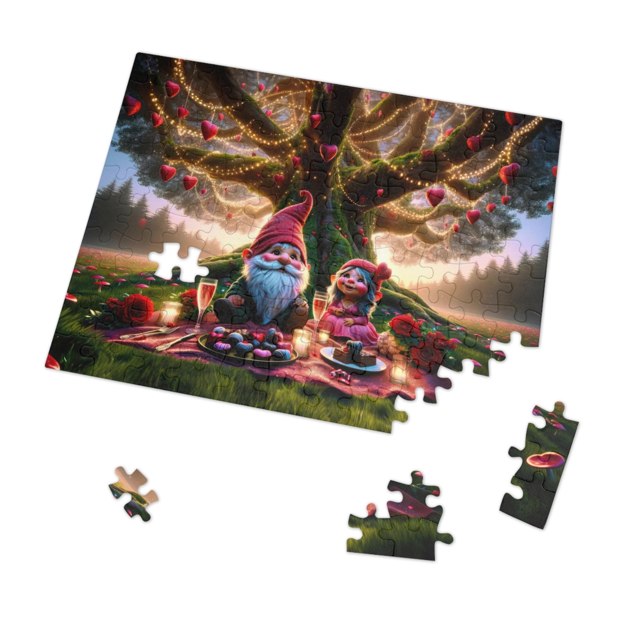 Enchanted Valentine's Eve in the Whimsical Woodlands Jigsaw Puzzle