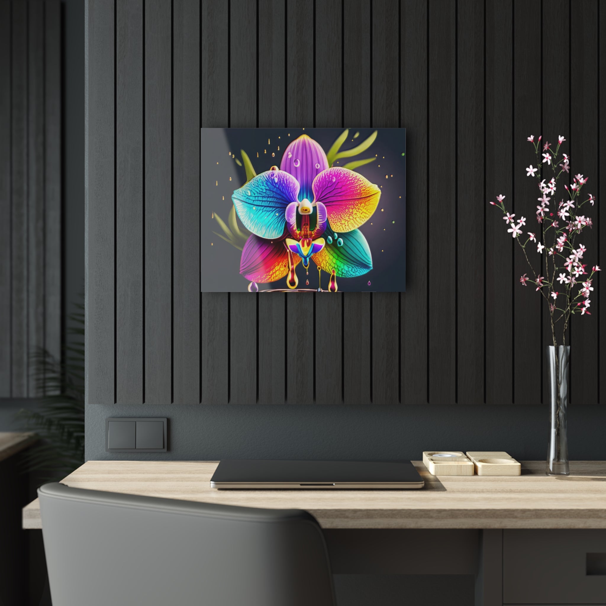 Orchidée arc-en-ciel Dripz C Impression sur Acrylique