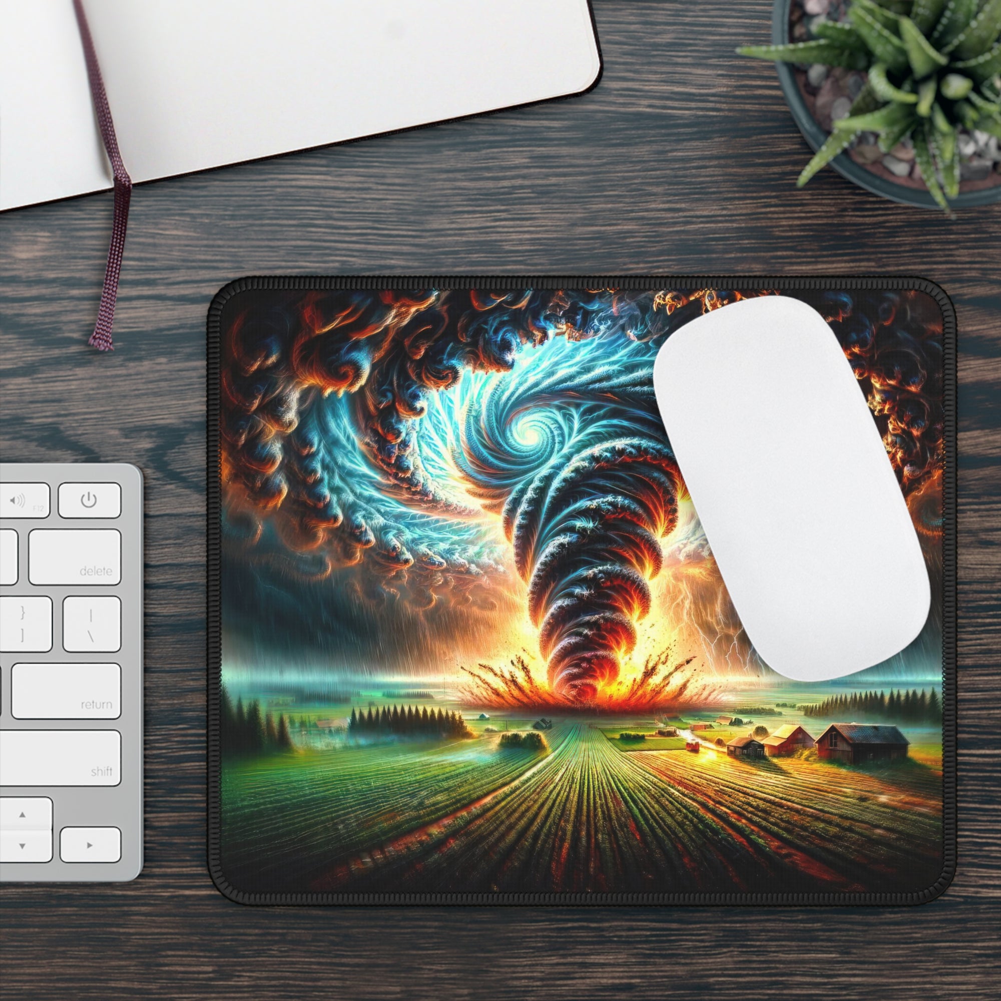 The Vortex Over Verdant Fields Gaming Mouse Pad