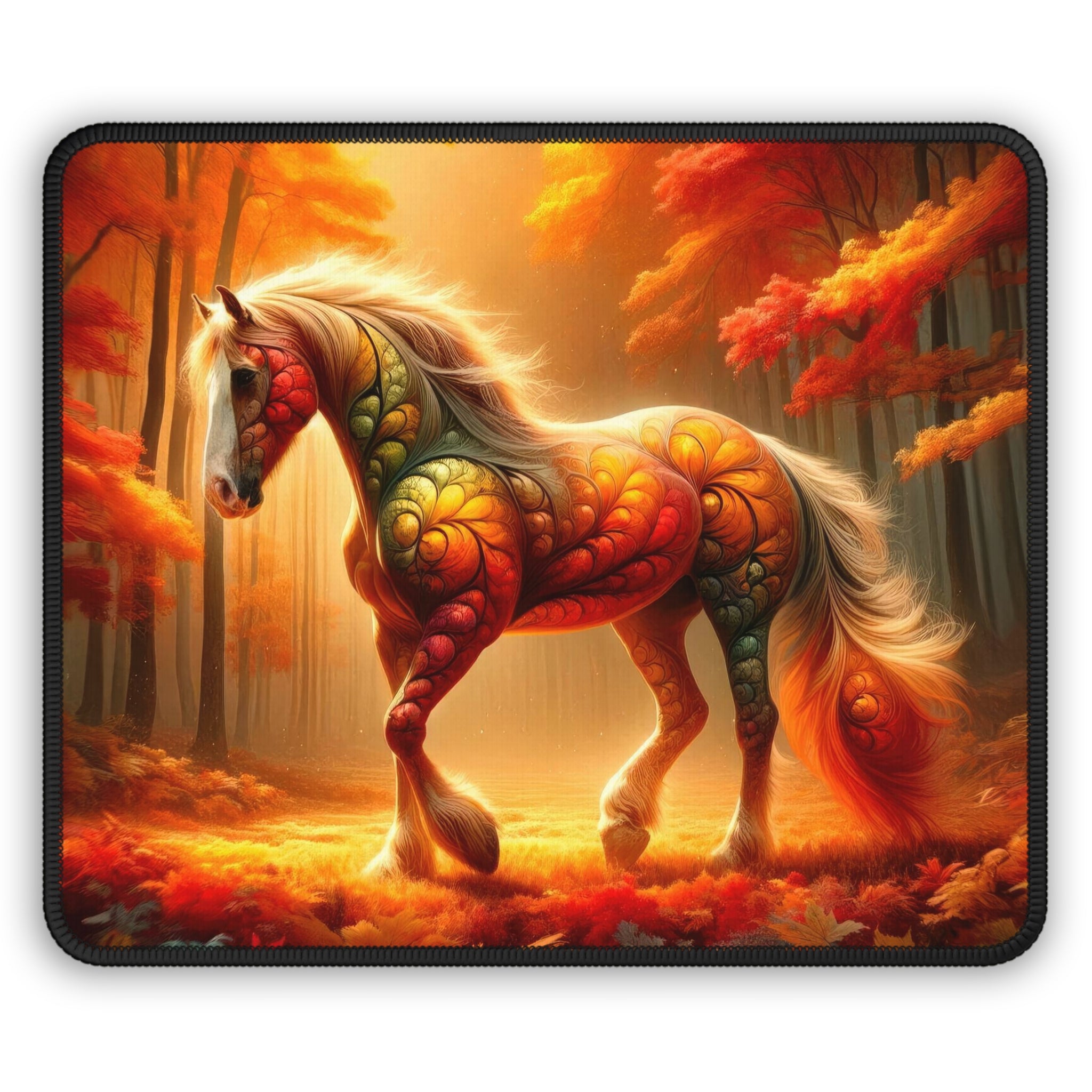 Tapis de souris de jeu Le coursier enchanté de l'automne