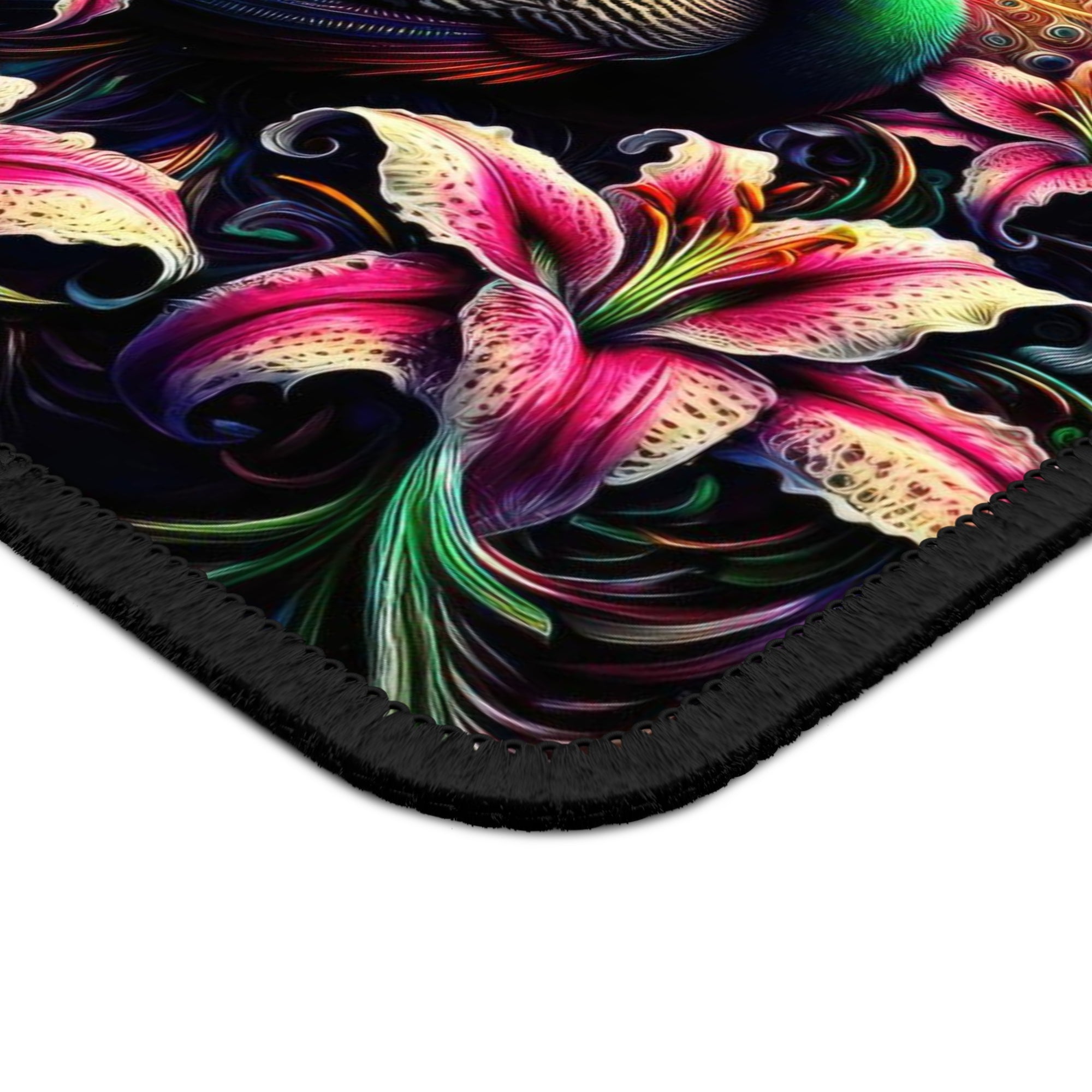 Tapis de souris de jeu La danse lumineuse du paon