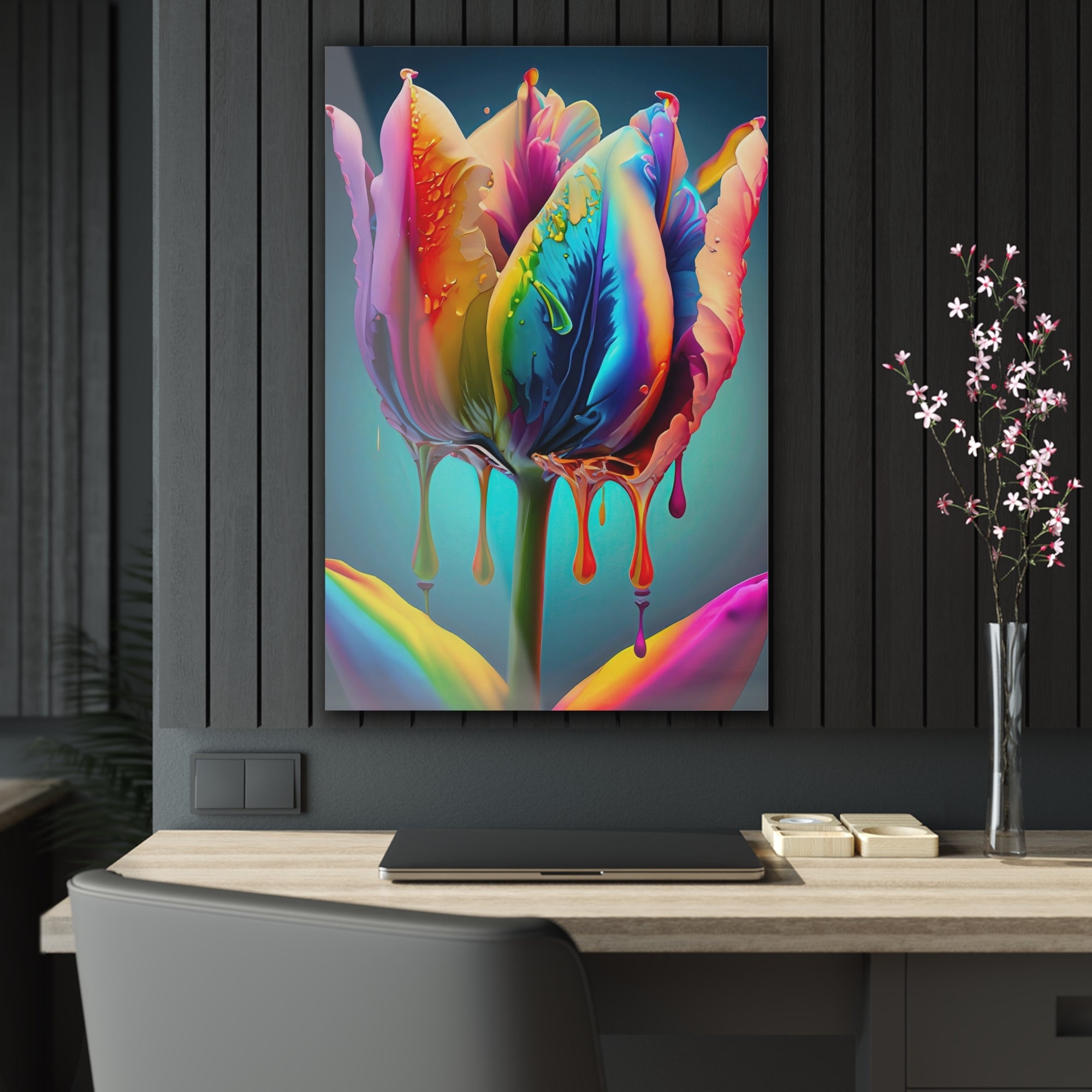 Tulipe Dripz B Impression sur Verre Acrylique