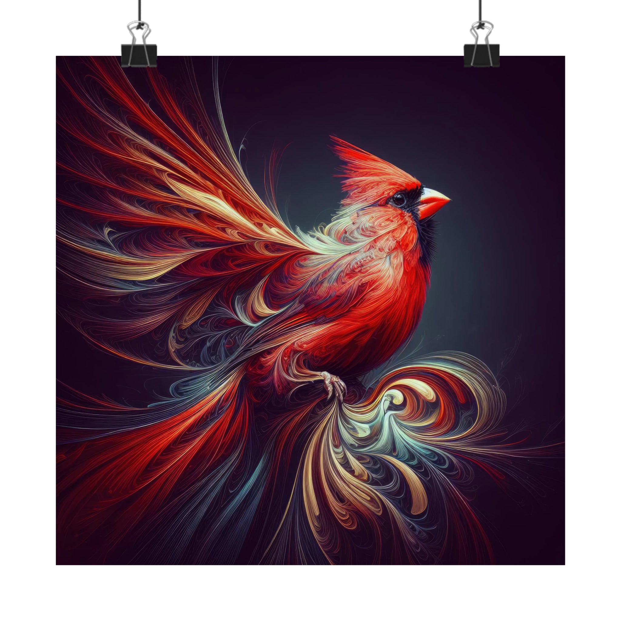 Fractal Symphony of the Red Cardinal Poster