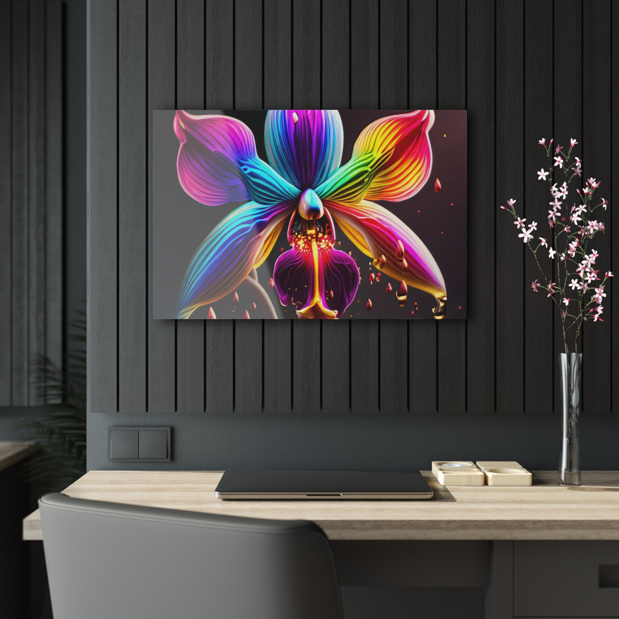 Orchidée arc-en-ciel Dripz F Impression sur Acrylique