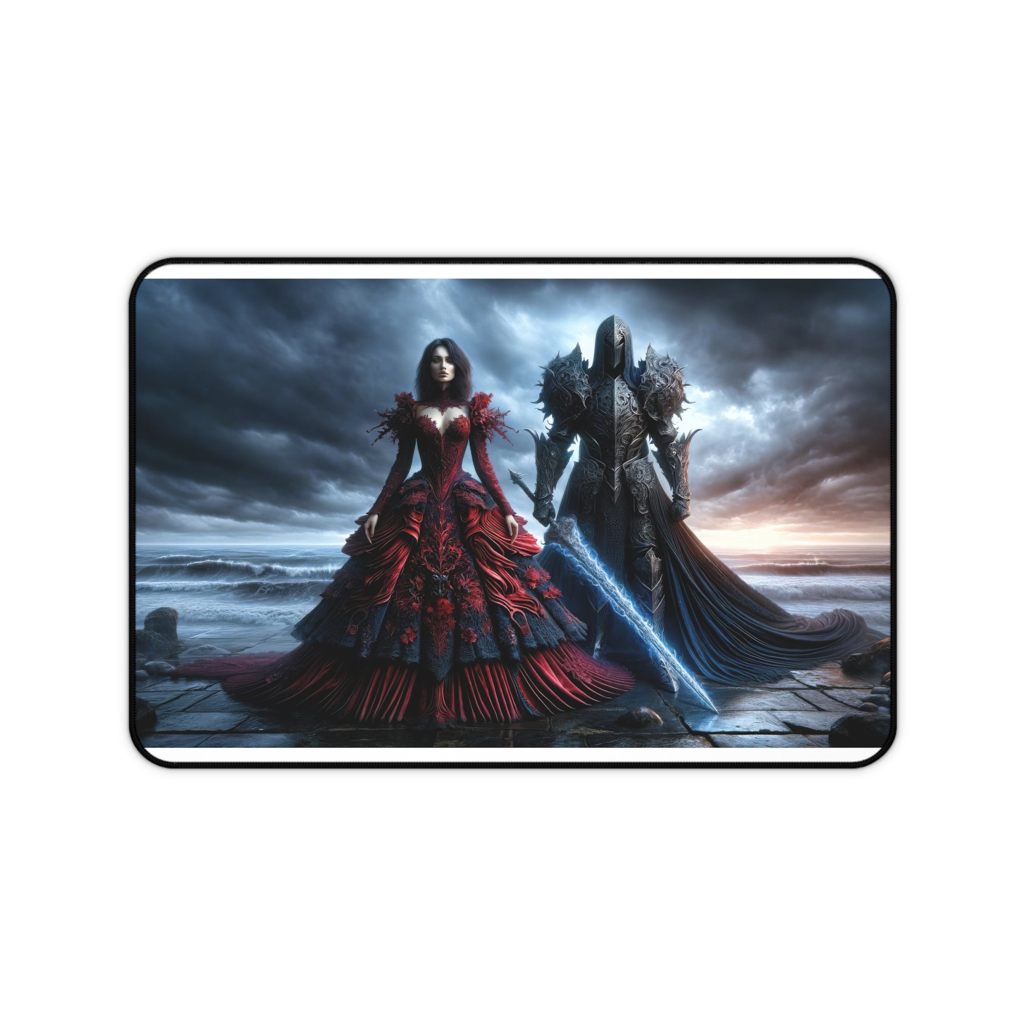 Twilight Waltz in Red and Obsidian Desk Mat