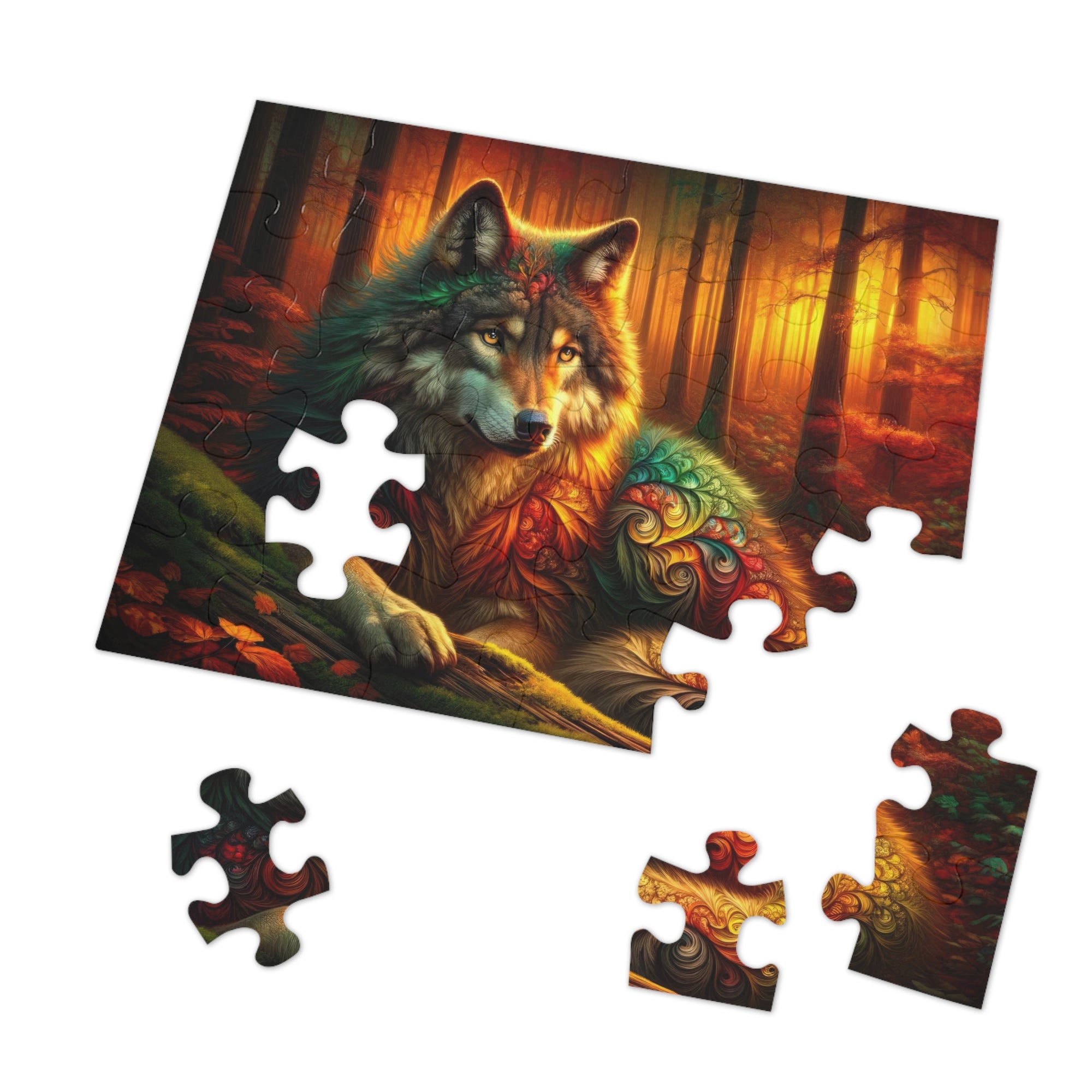 The Wolf Amidst Autumn's Embrace Jigsaw Puzzle