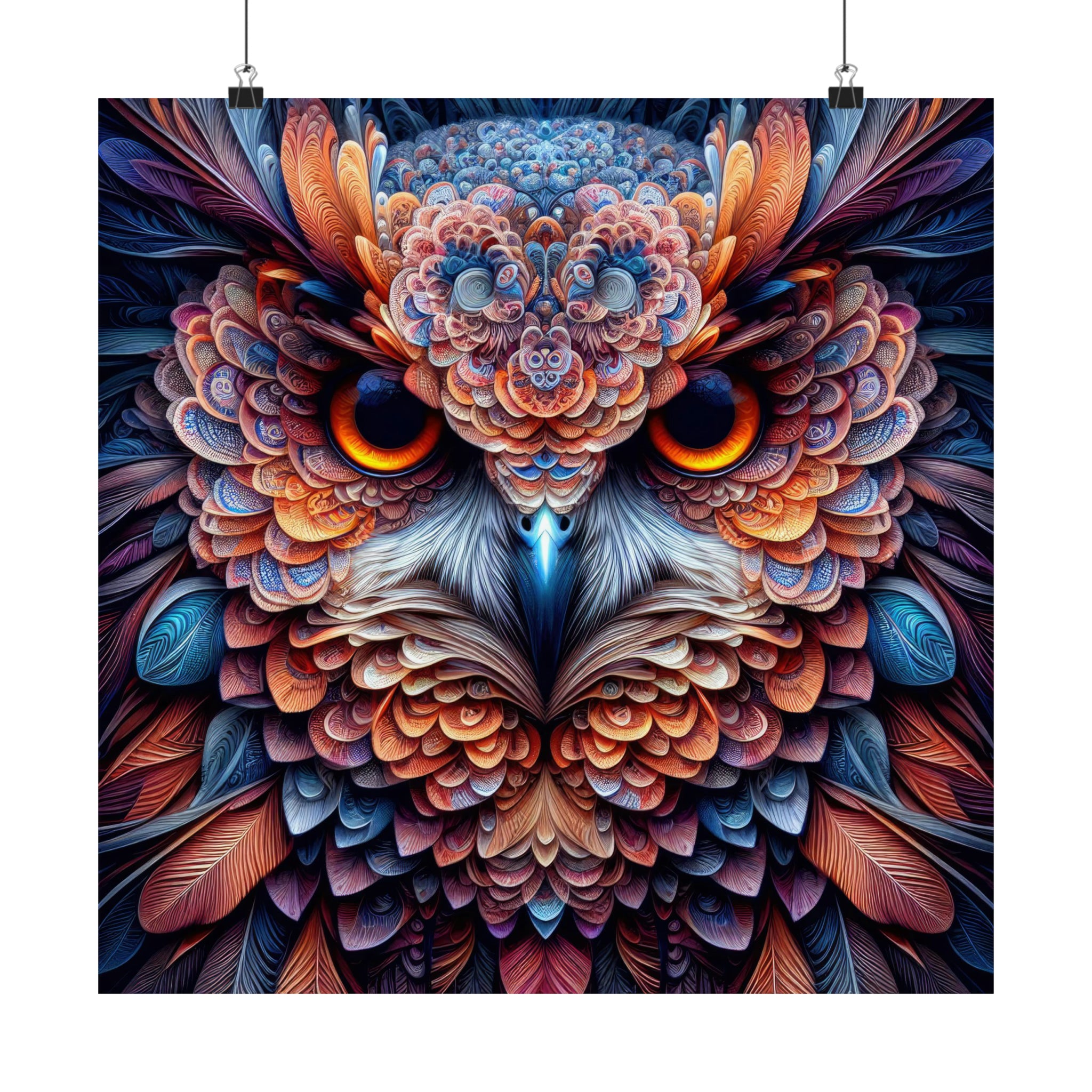 Le regard fractal du hibou mystique Poster