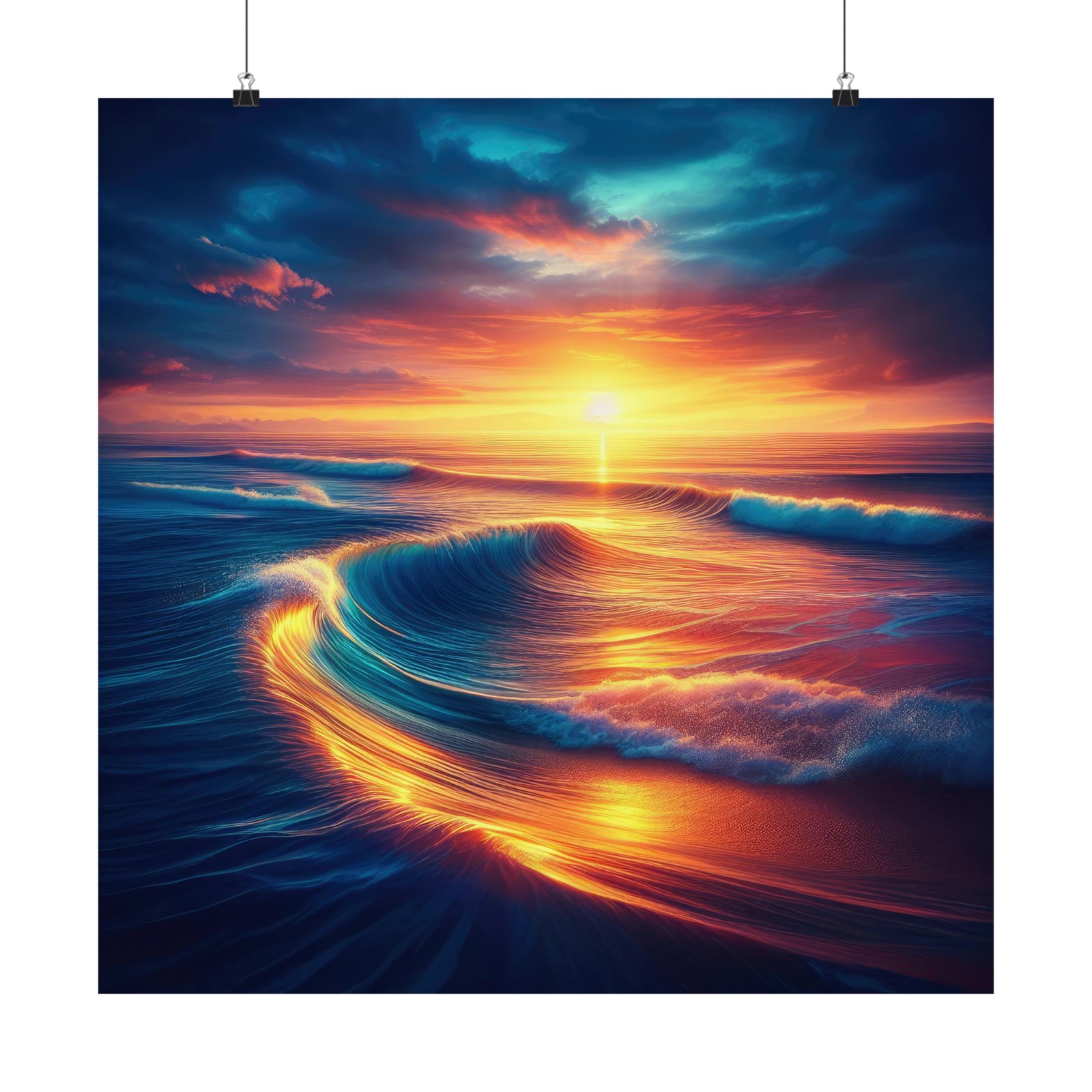 El arte de las puestas de sol en el océano Póster