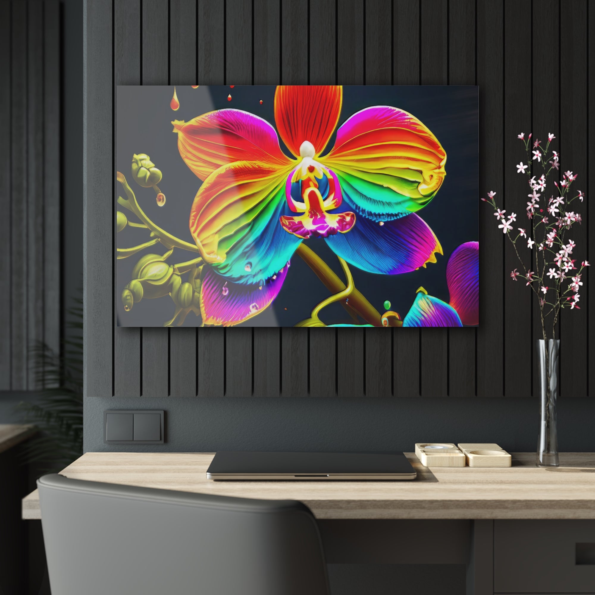 Orquídea Arcoíris Dripz G Lámina Acrílica