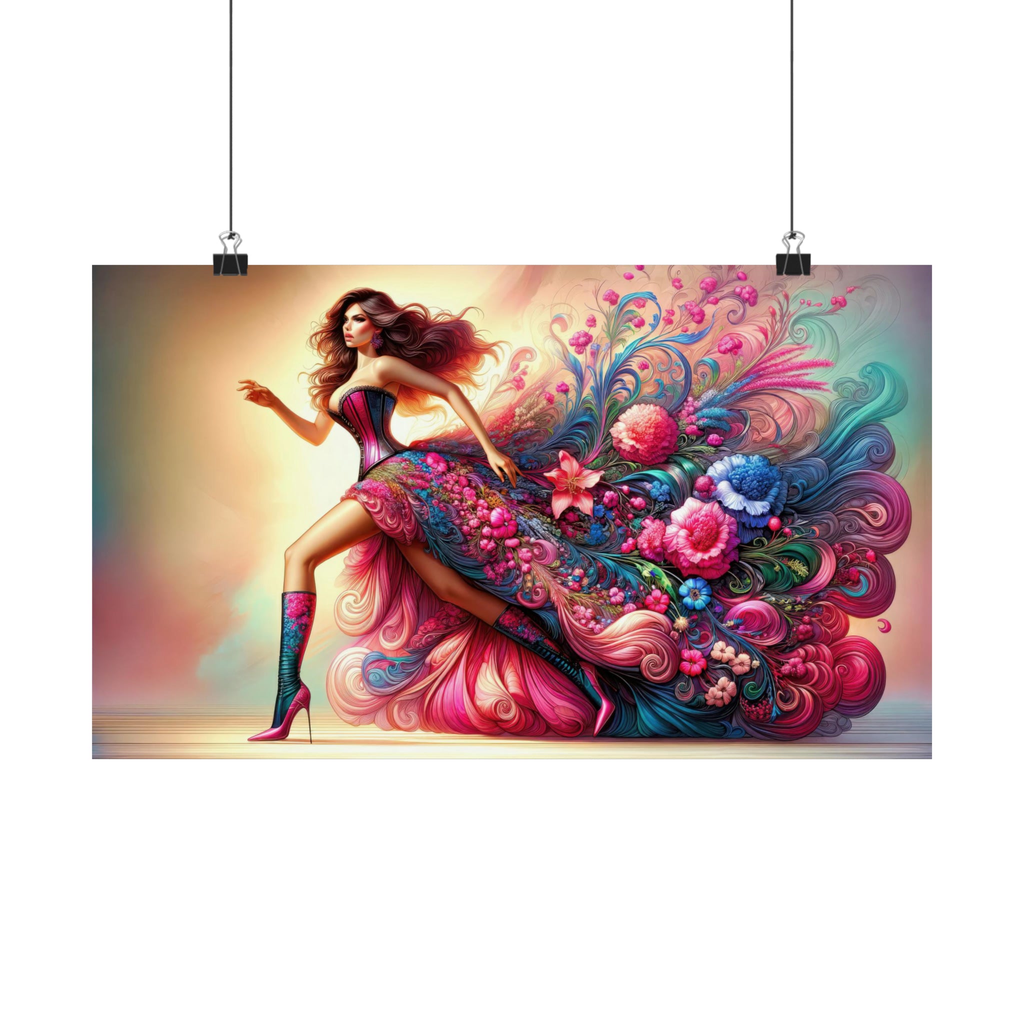 Elegancia floral en movimiento Póster