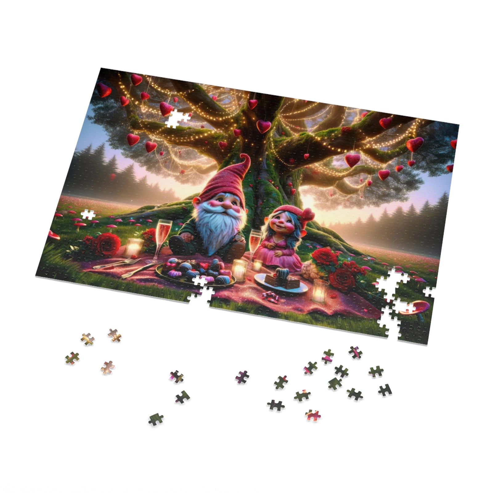 Enchanted Valentine's Eve in the Whimsical Woodlands Jigsaw Puzzle