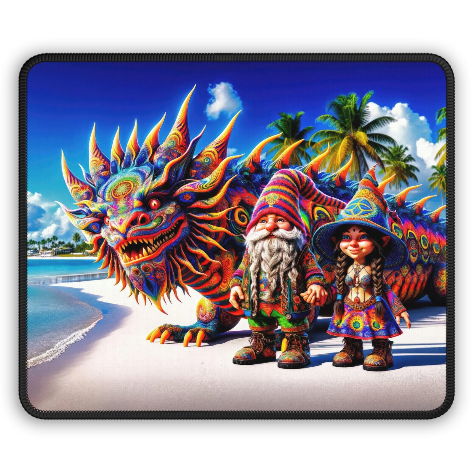 Gnomes and the Iguana Dragon Gaming Mouse Pad