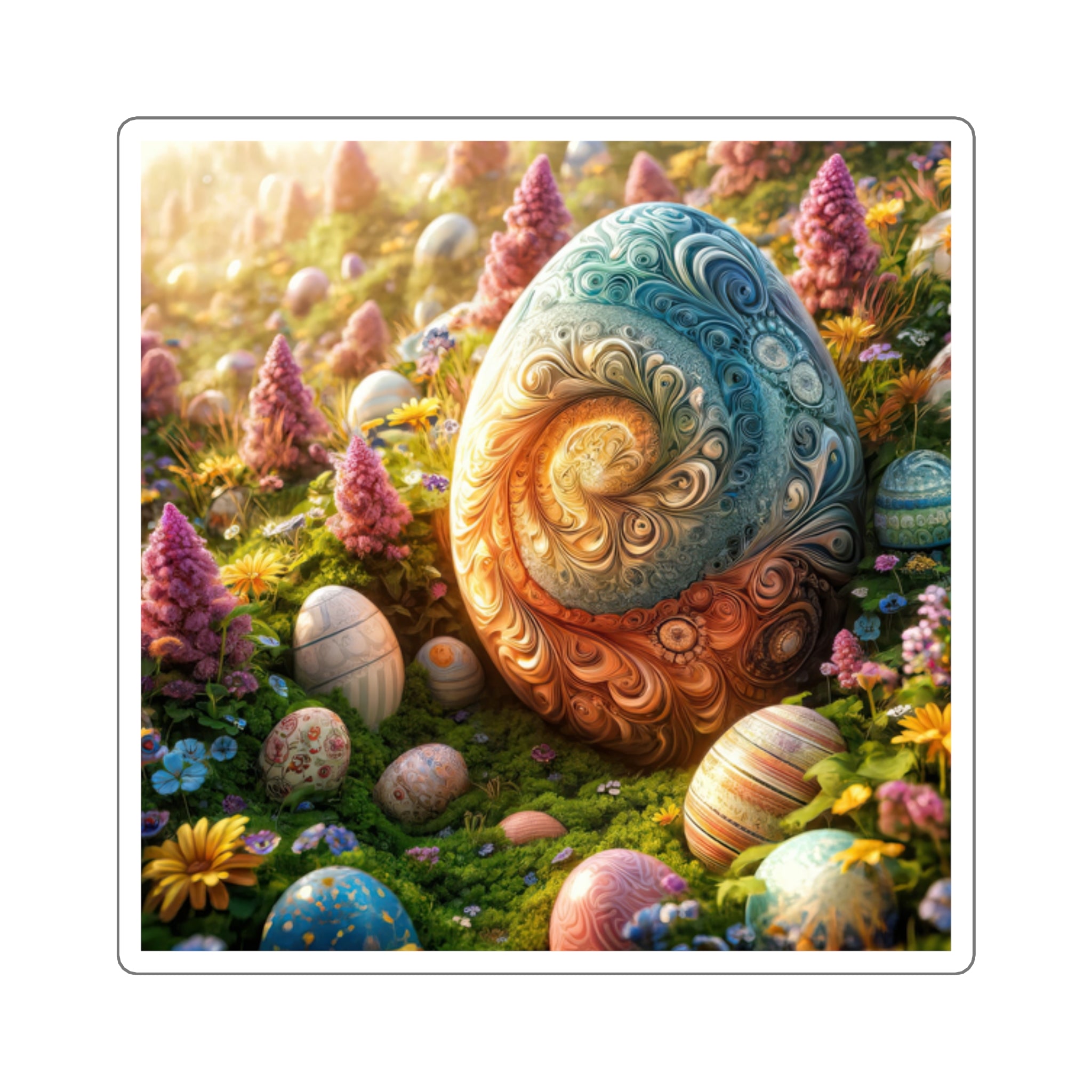 Pegatinas La elegía del huevo en un campo de flores