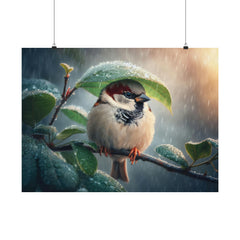 Sparrow's Rainy Refuge Poster
