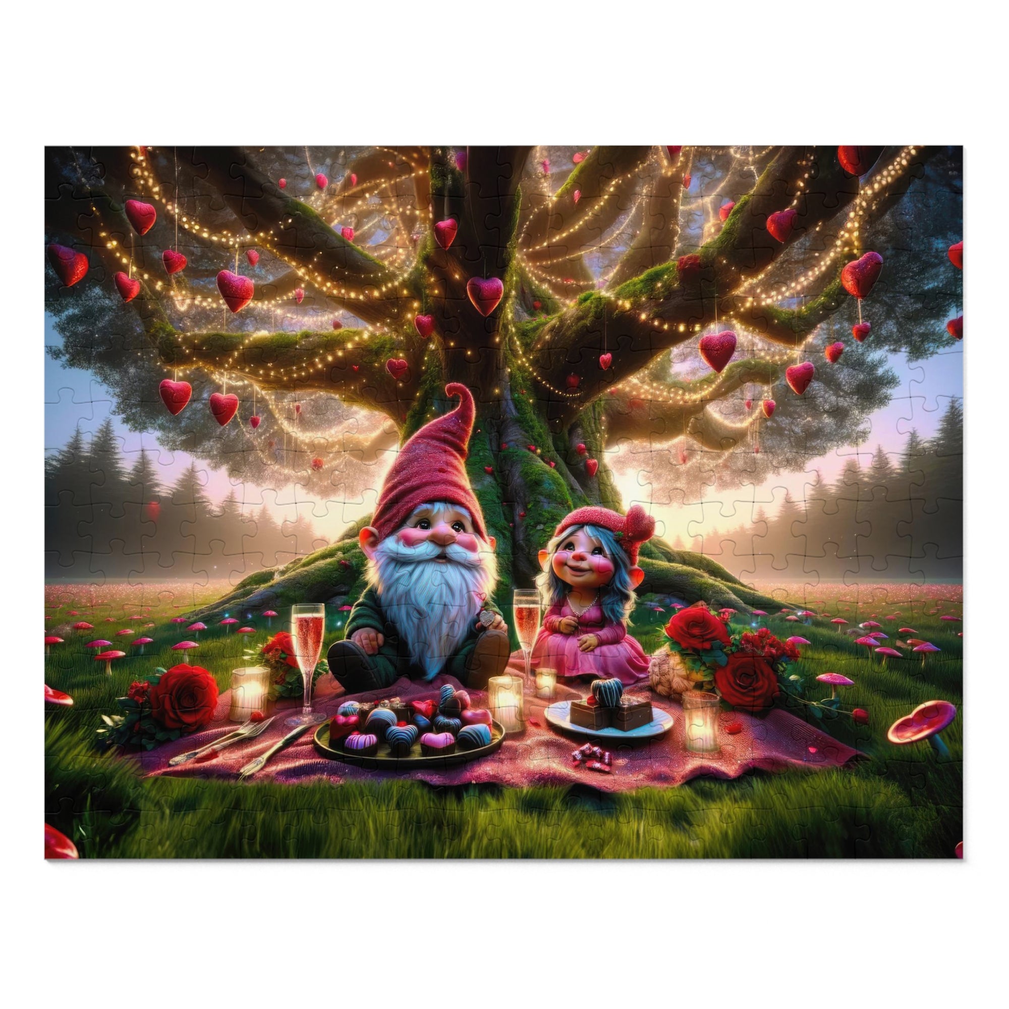 Enchanted Valentine's Eve in the Whimsical Woodlands Jigsaw Puzzle