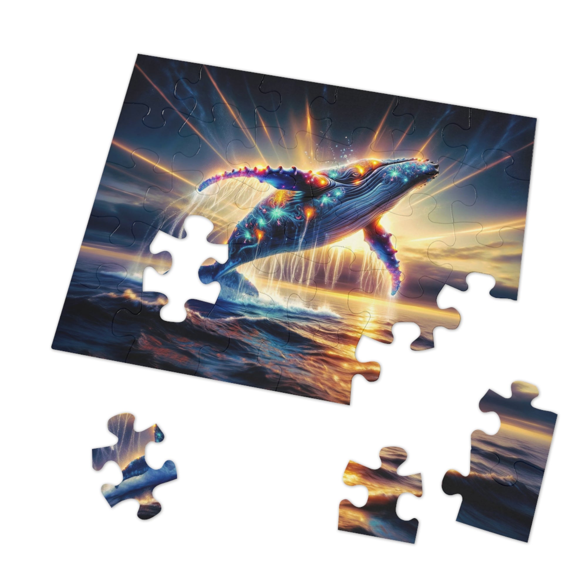 Quantum Leap of the Neon Whale Jigsaw Puzzle