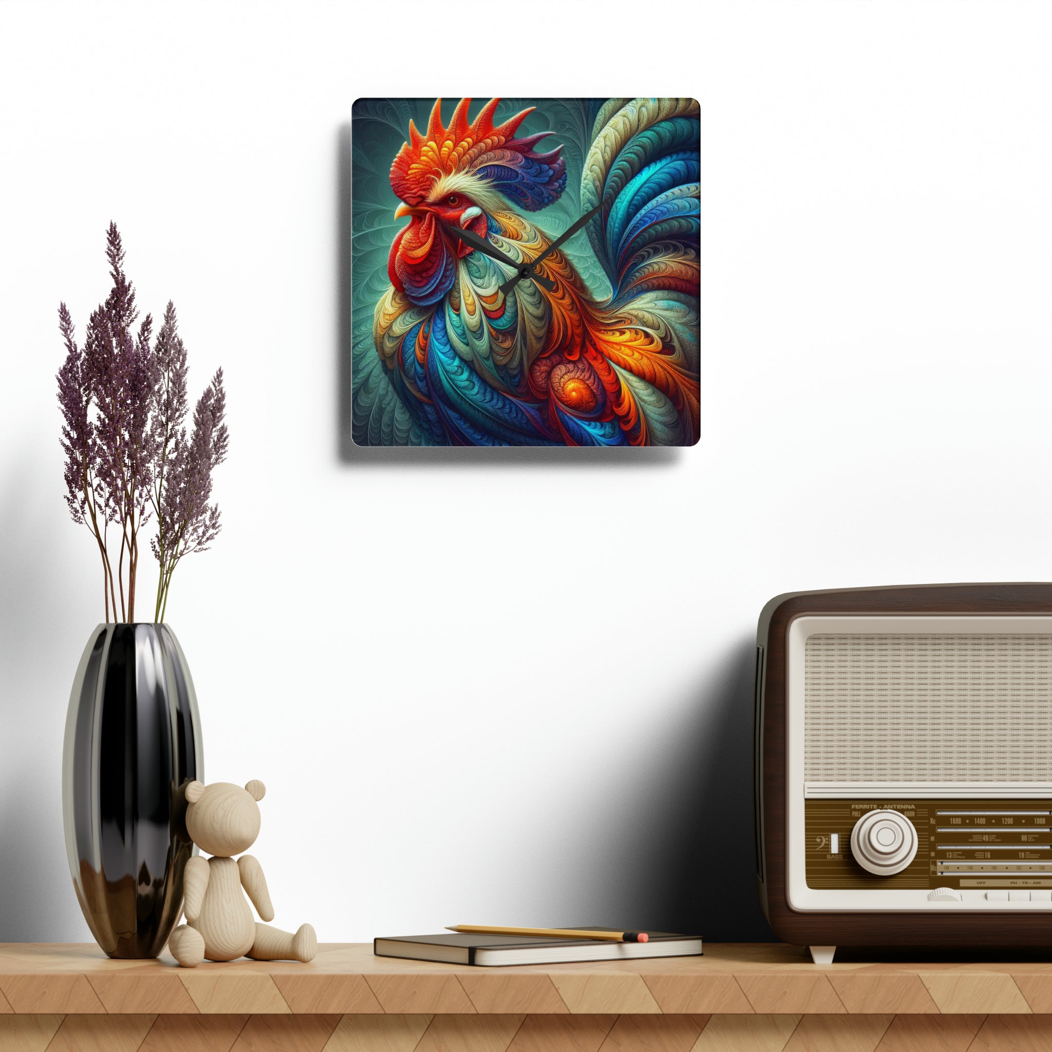 El reloj de pared acrílico Regal Acanthus Rooster