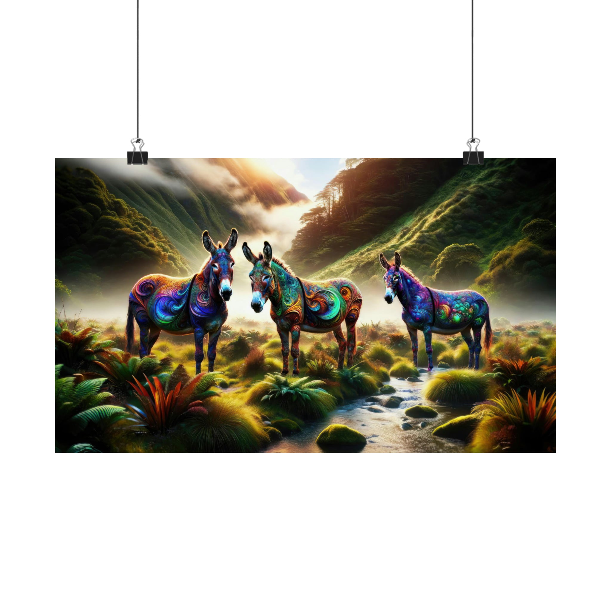 Burros del Valle Místico Póster
