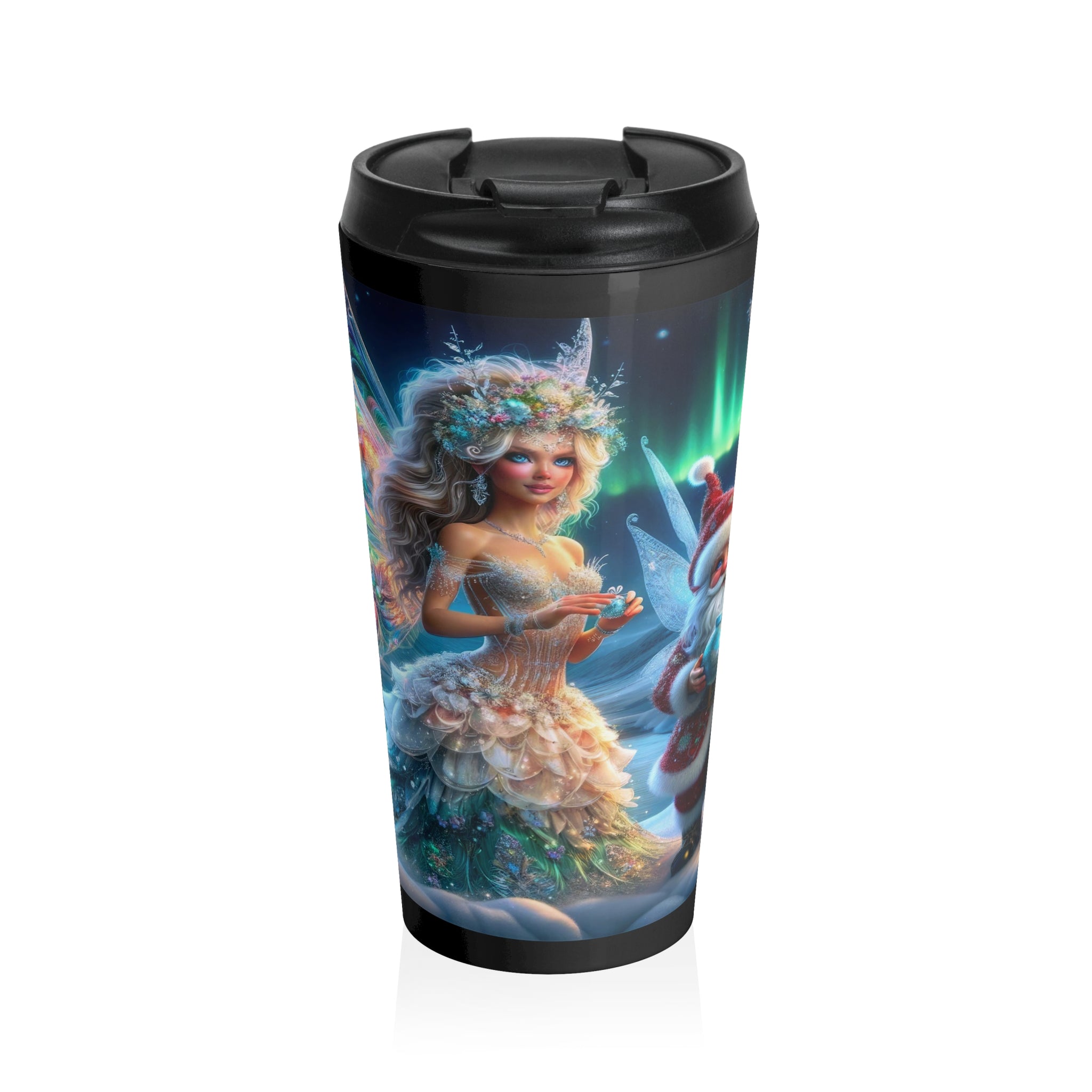 Une tasse de voyage de Noël de conte de fées