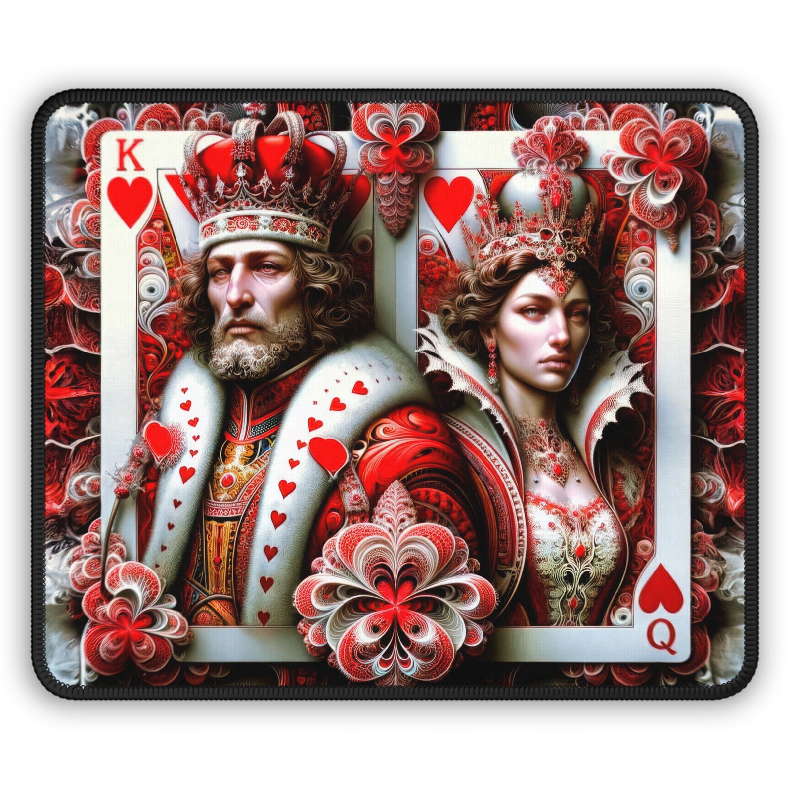 The King and Queen of Hearts' Embrace Gaming Mouse Pad