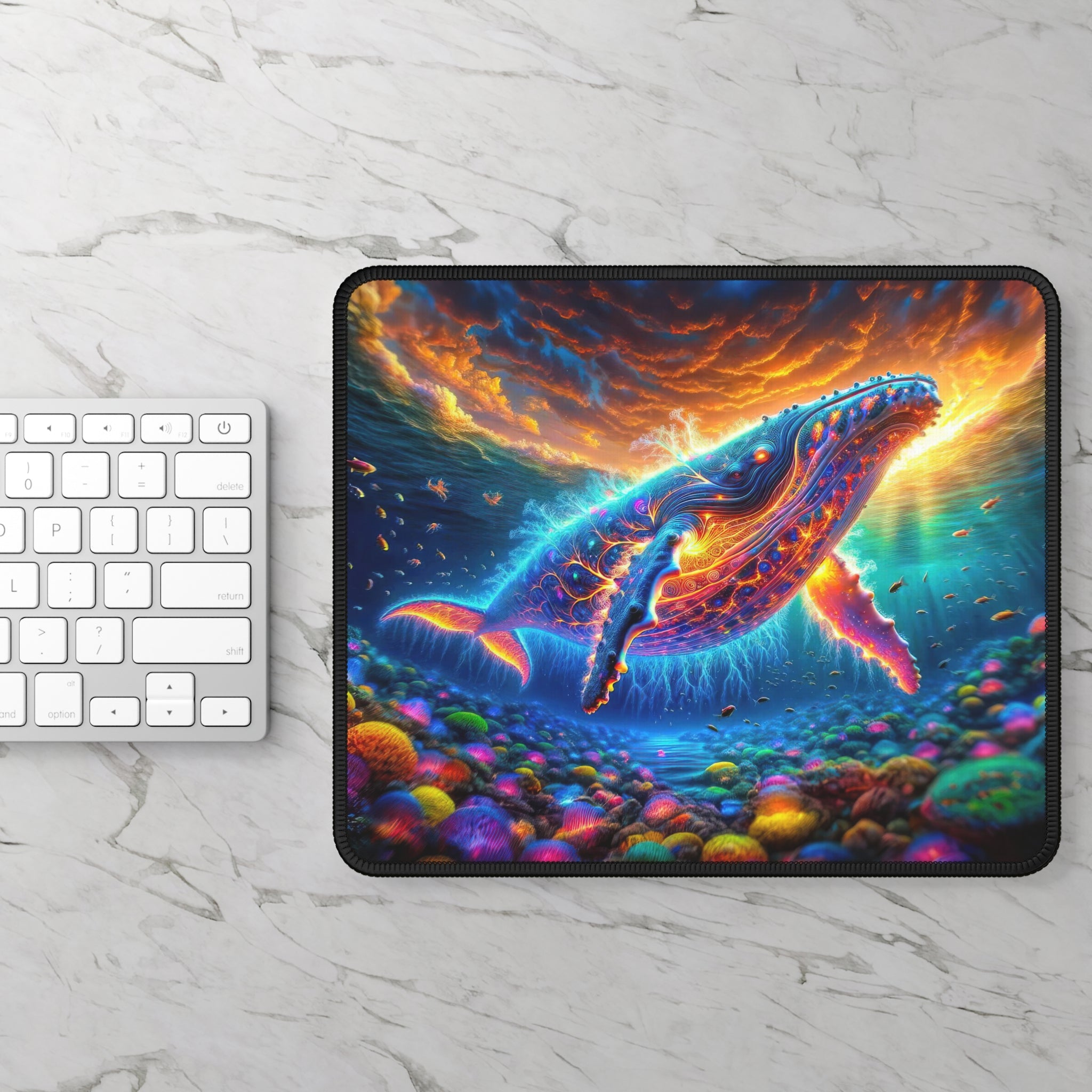Tapis de souris de jeu Danse cosmique de la baleine à bosse