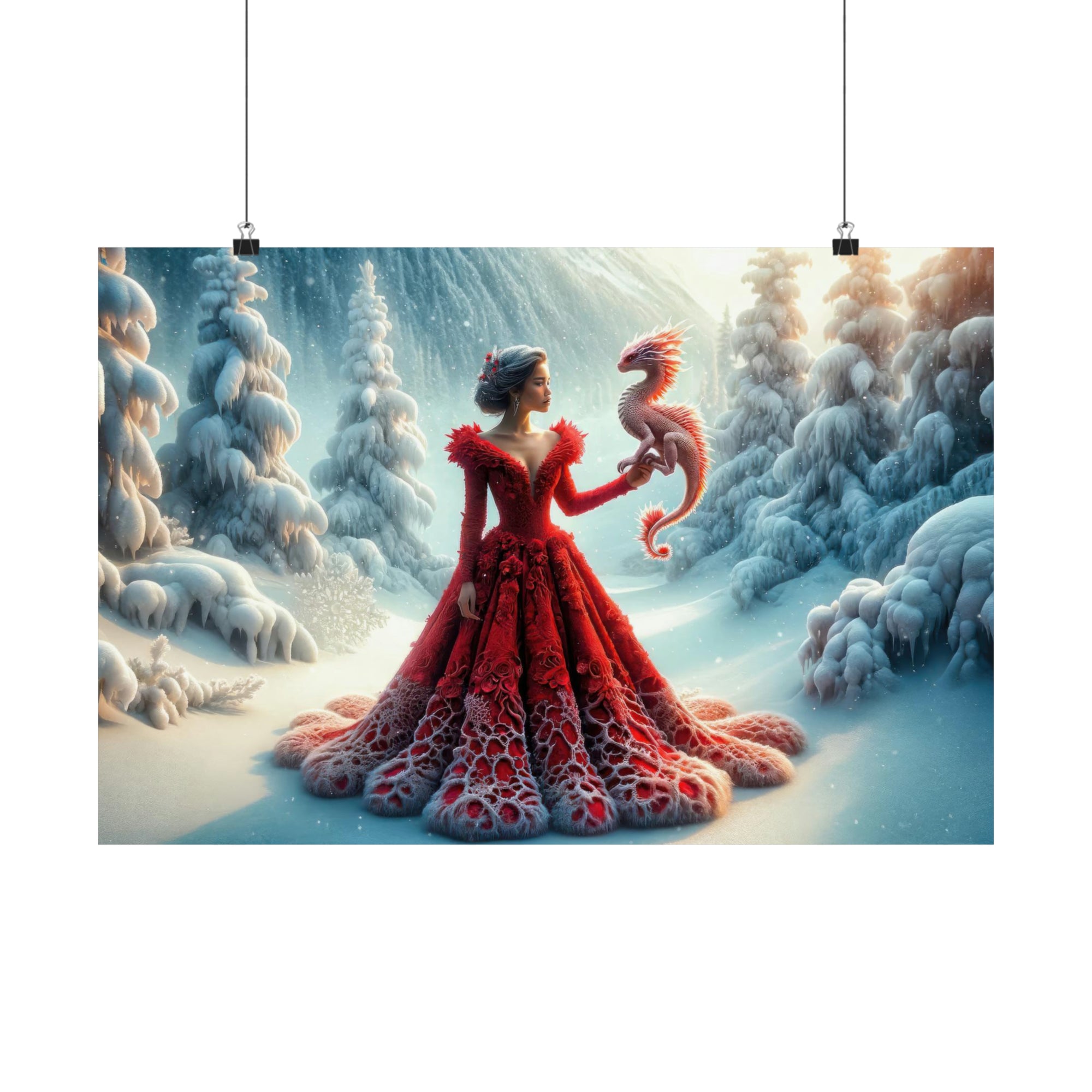 Crimson Elegance Amidst Winter's Whisper Poster