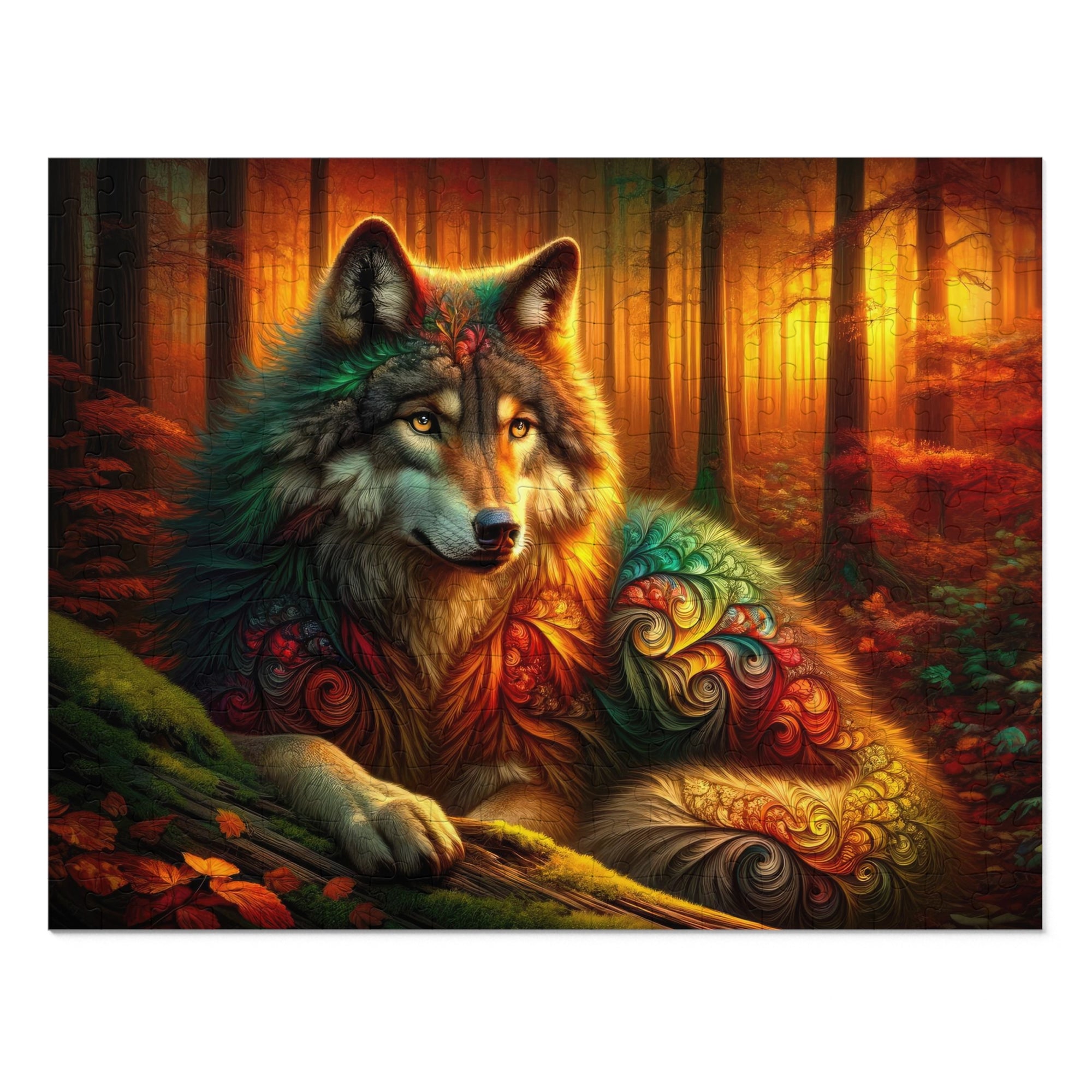 The Wolf Amidst Autumn's Embrace Jigsaw Puzzle