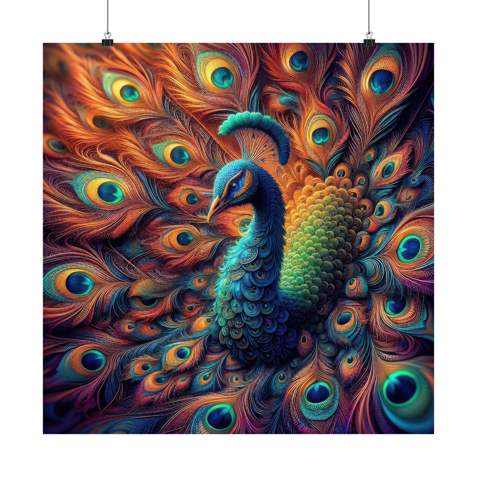 The Spiraling Splendor of the Majestic Peacock Poster