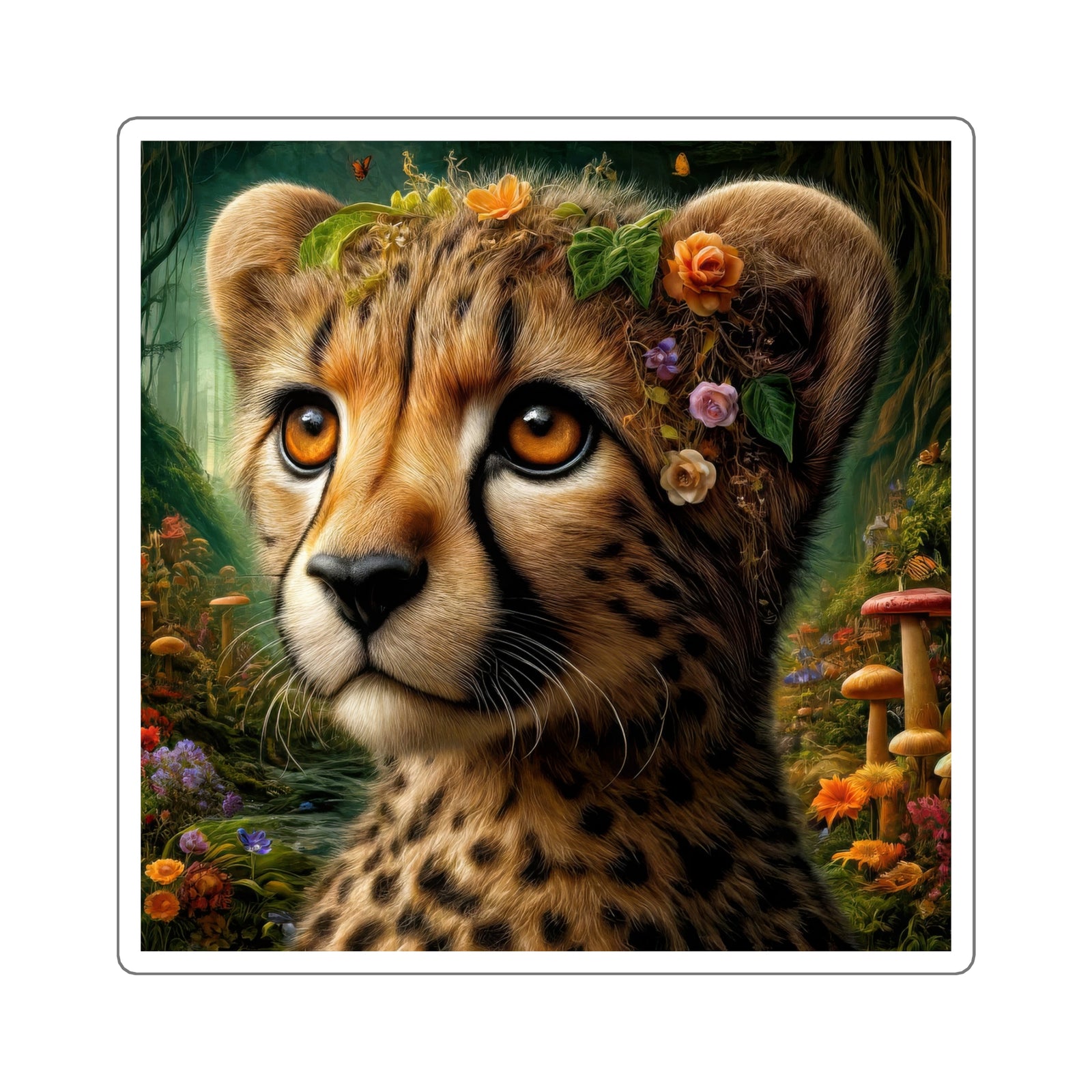 The Cheetah's Blossom Coronet Stickers